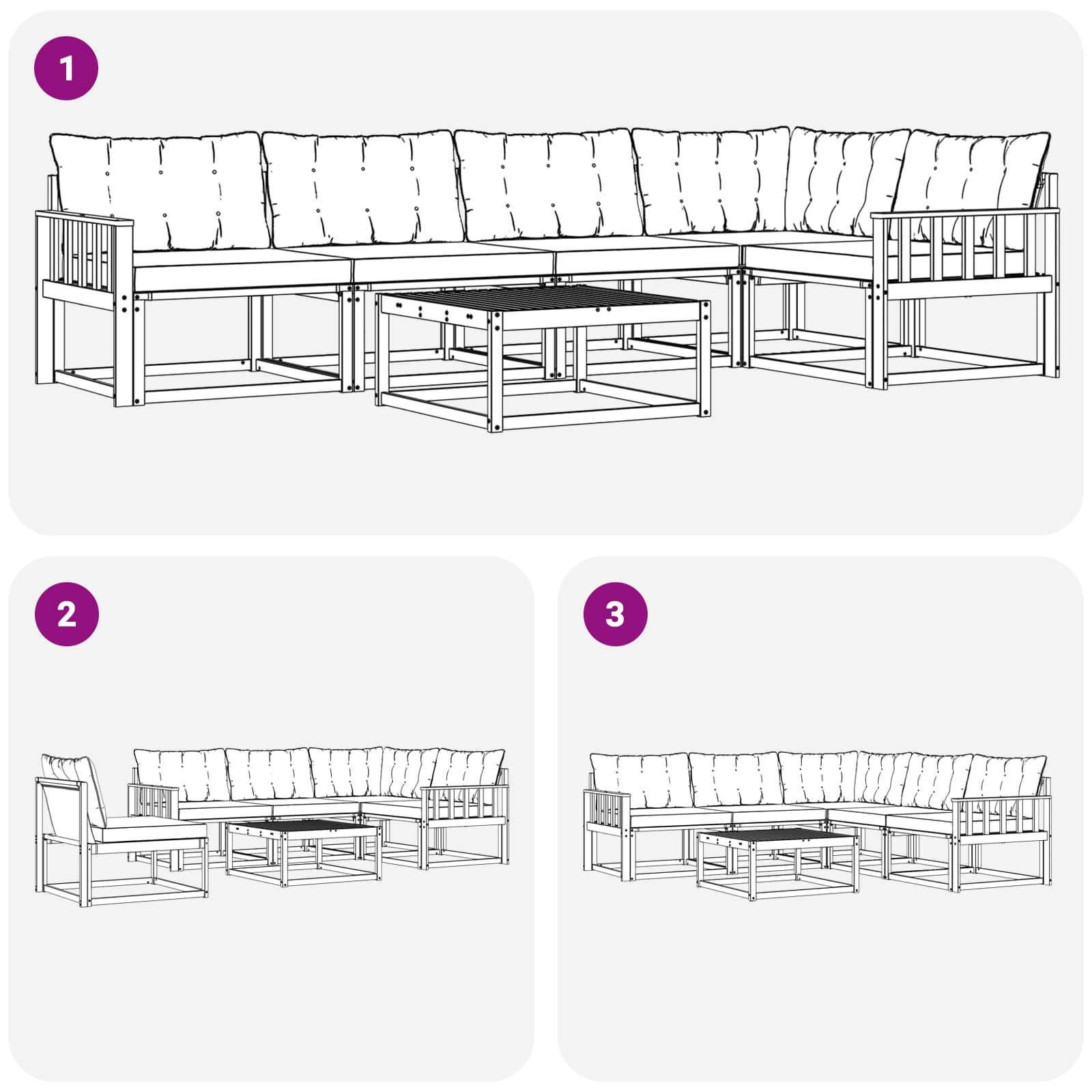 Outdoor-Sofagarnitur mit Kissen 6 pcs Natürlich und Hellgrau