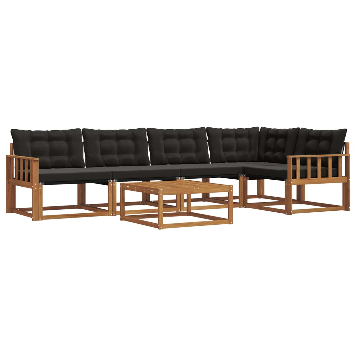 Outdoor-Sofagarnitur mit Kissen 6 pcs Natürlich und Schwarz