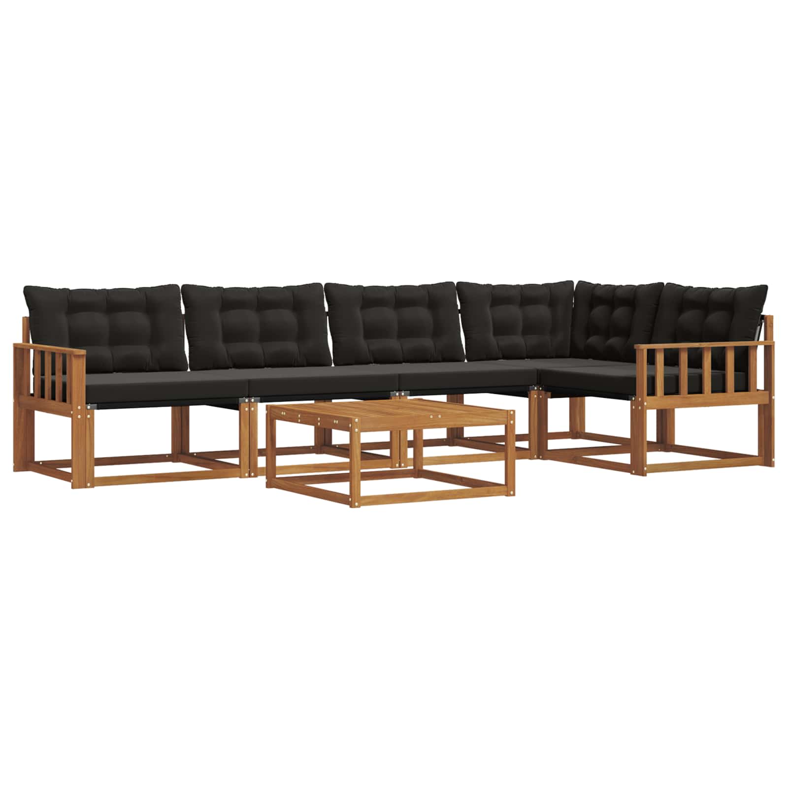 Outdoor-Sofagarnitur mit Kissen 6 pcs Natürlich und Schwarz