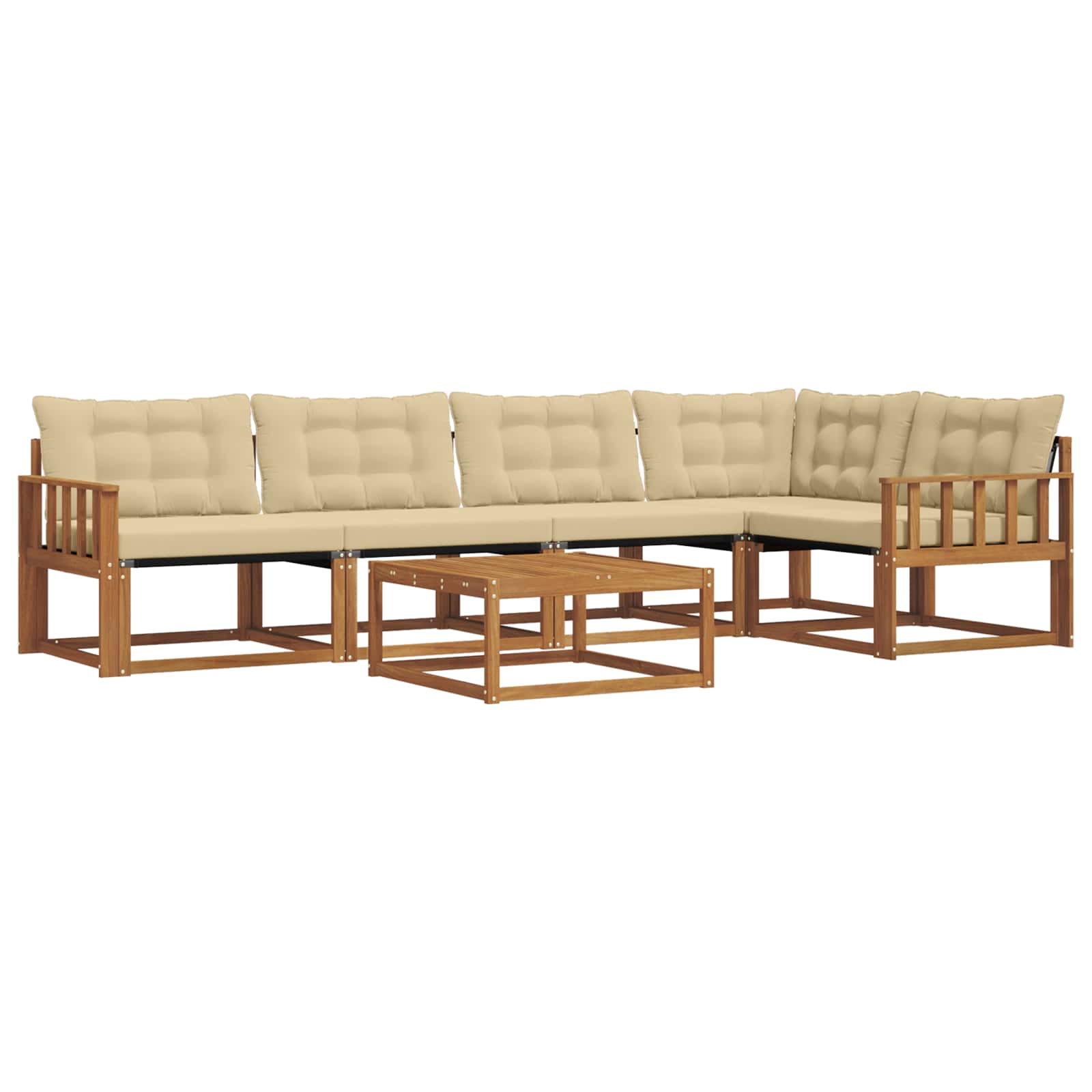 Outdoor-Sofagarnitur mit Kissen 6 pcs Natur und Beige