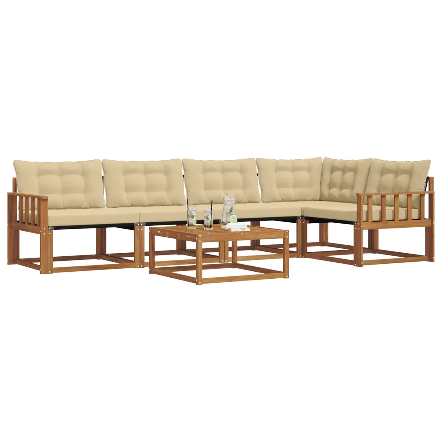 Outdoor-Sofagarnitur mit Kissen 6 pcs Natur und Beige