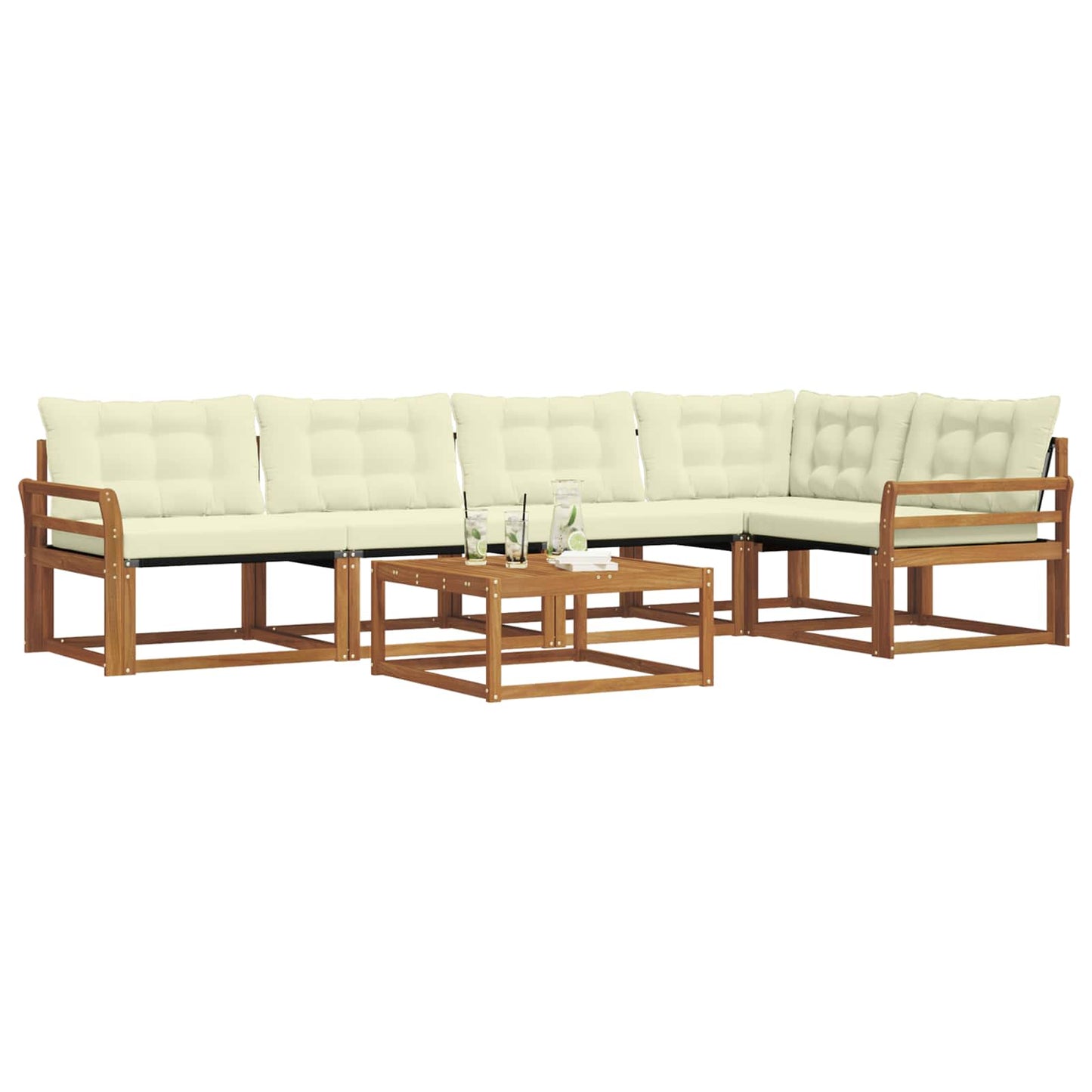 Outdoor-Sofagarnitur mit Kissen 6 pcs Natur und Creme