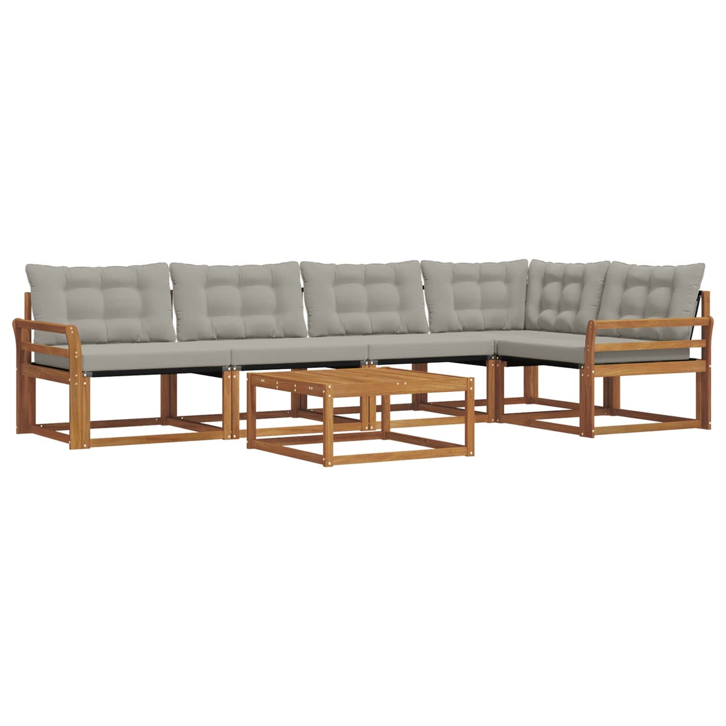 Outdoor-Sofagarnitur mit Kissen 6 pcs Natürlich und Hellgrau