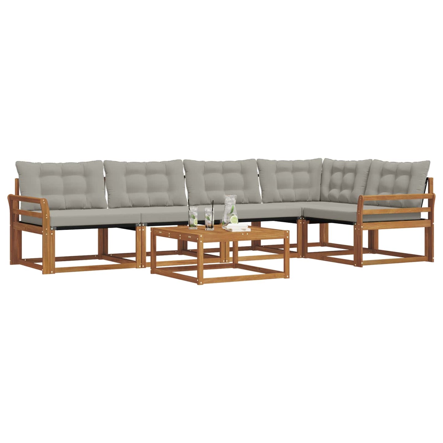 Outdoor-Sofagarnitur mit Kissen 6 pcs Natürlich und Hellgrau