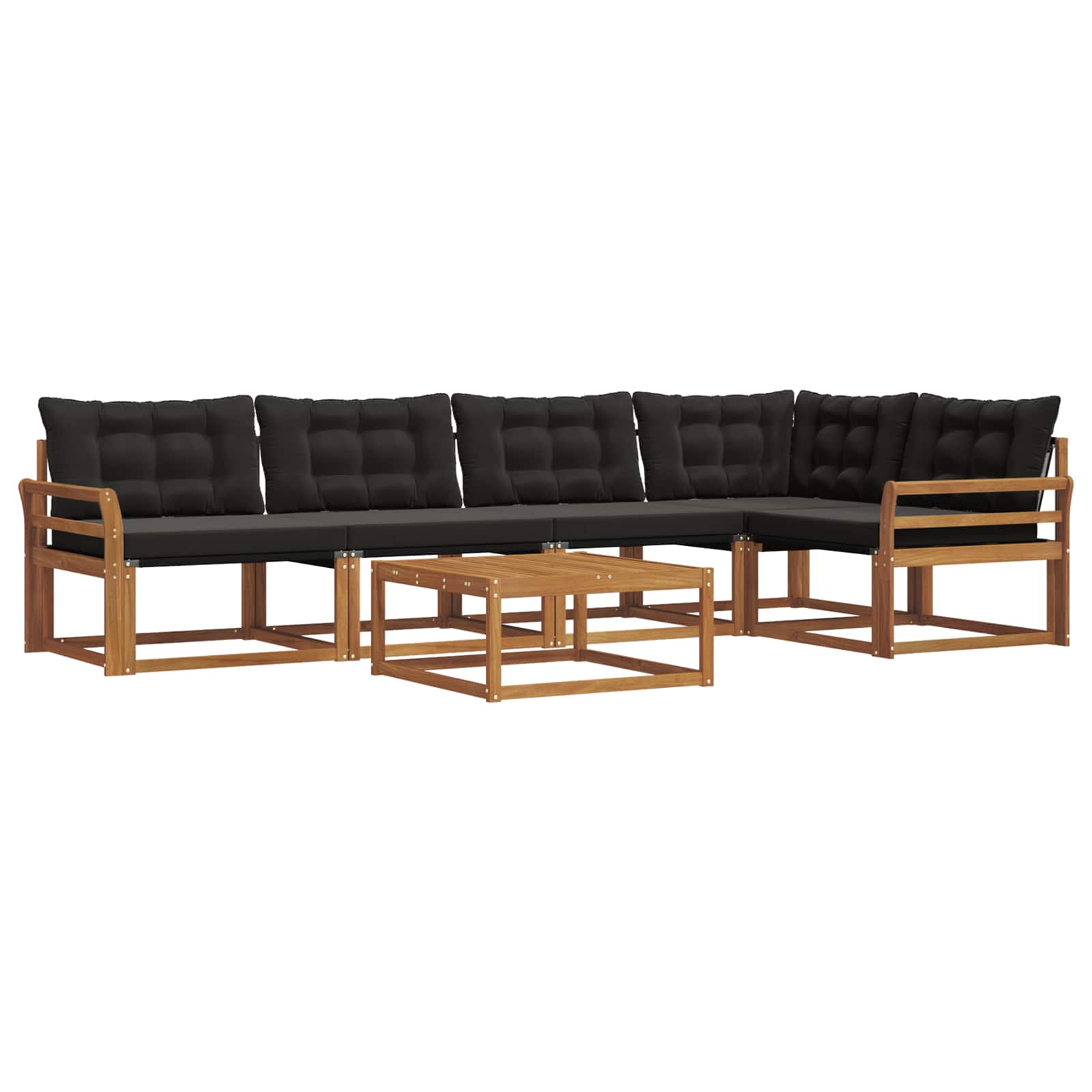 Outdoor-Sofagarnitur mit Kissen 6 pcs Natürlich und Schwarz