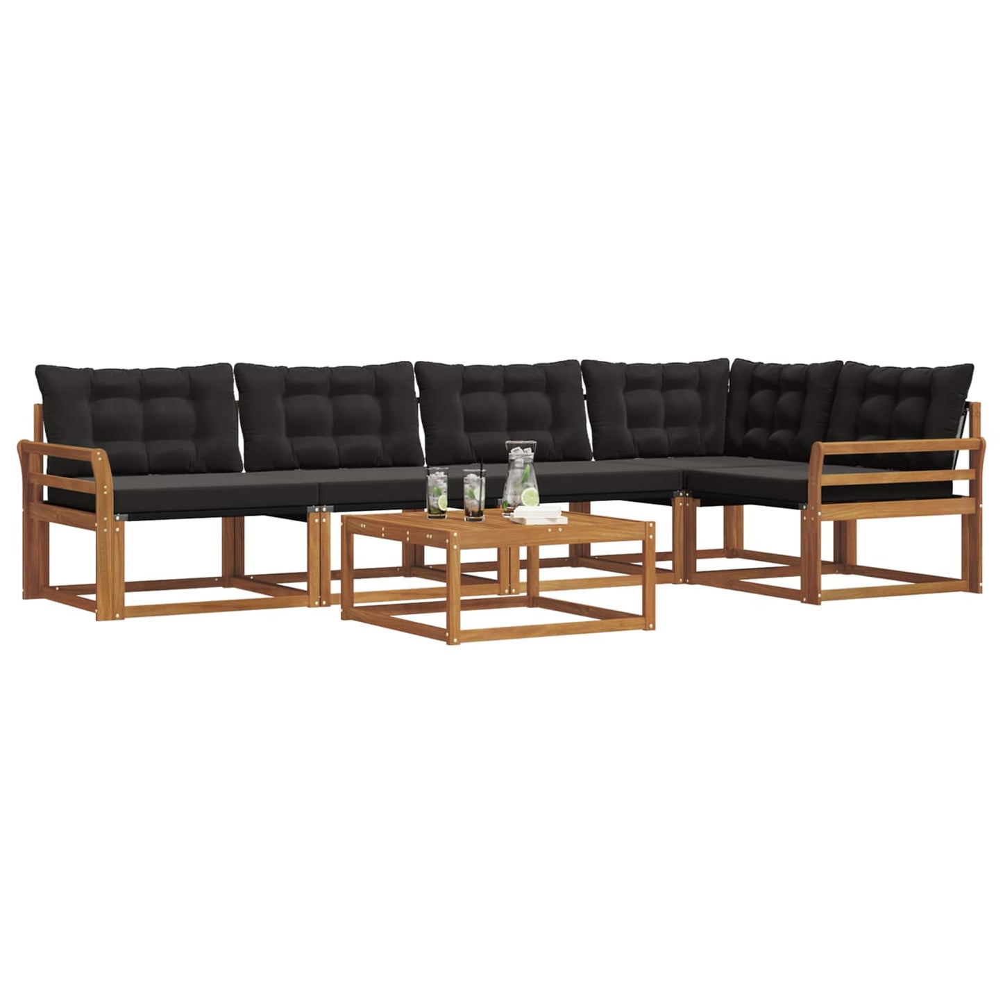 Outdoor-Sofagarnitur mit Kissen 6 pcs Natürlich und Schwarz