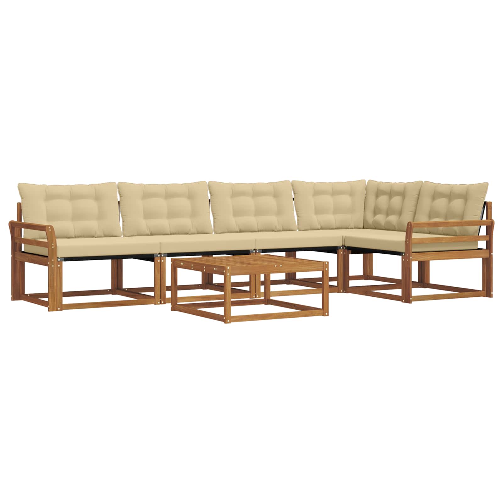 Outdoor-Sofagarnitur mit Kissen 6 pcs Natur und Beige