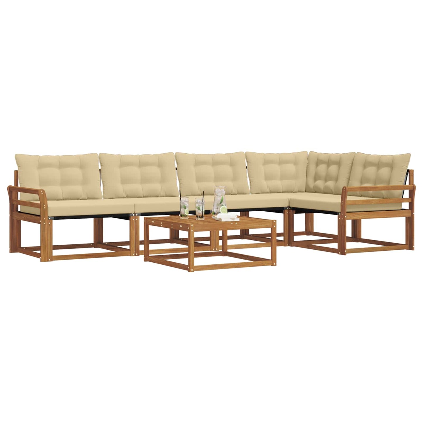 Outdoor-Sofagarnitur mit Kissen 6 pcs Natur und Beige