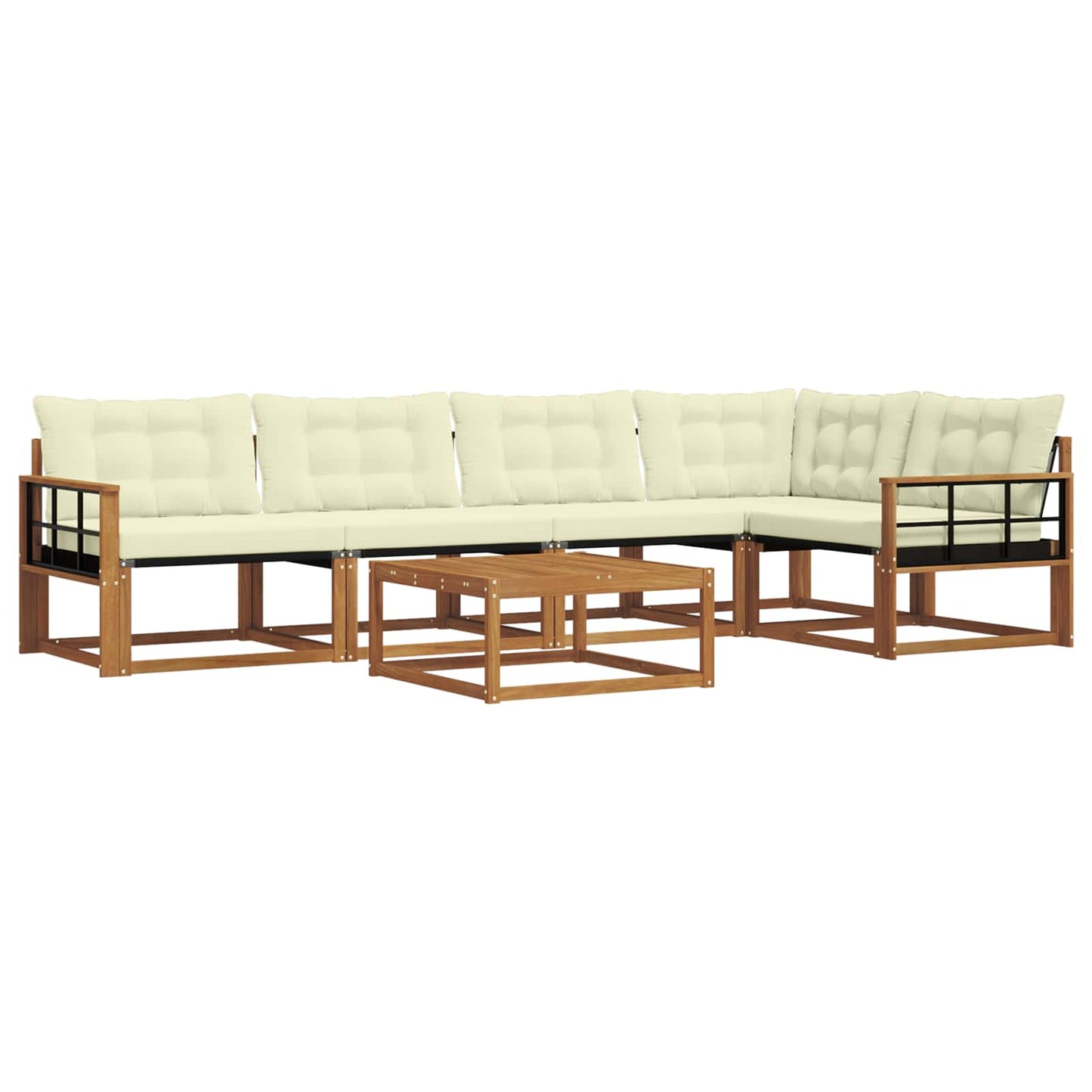 Outdoor-Sofagarnitur mit Kissen 6 pcs Natur und Creme