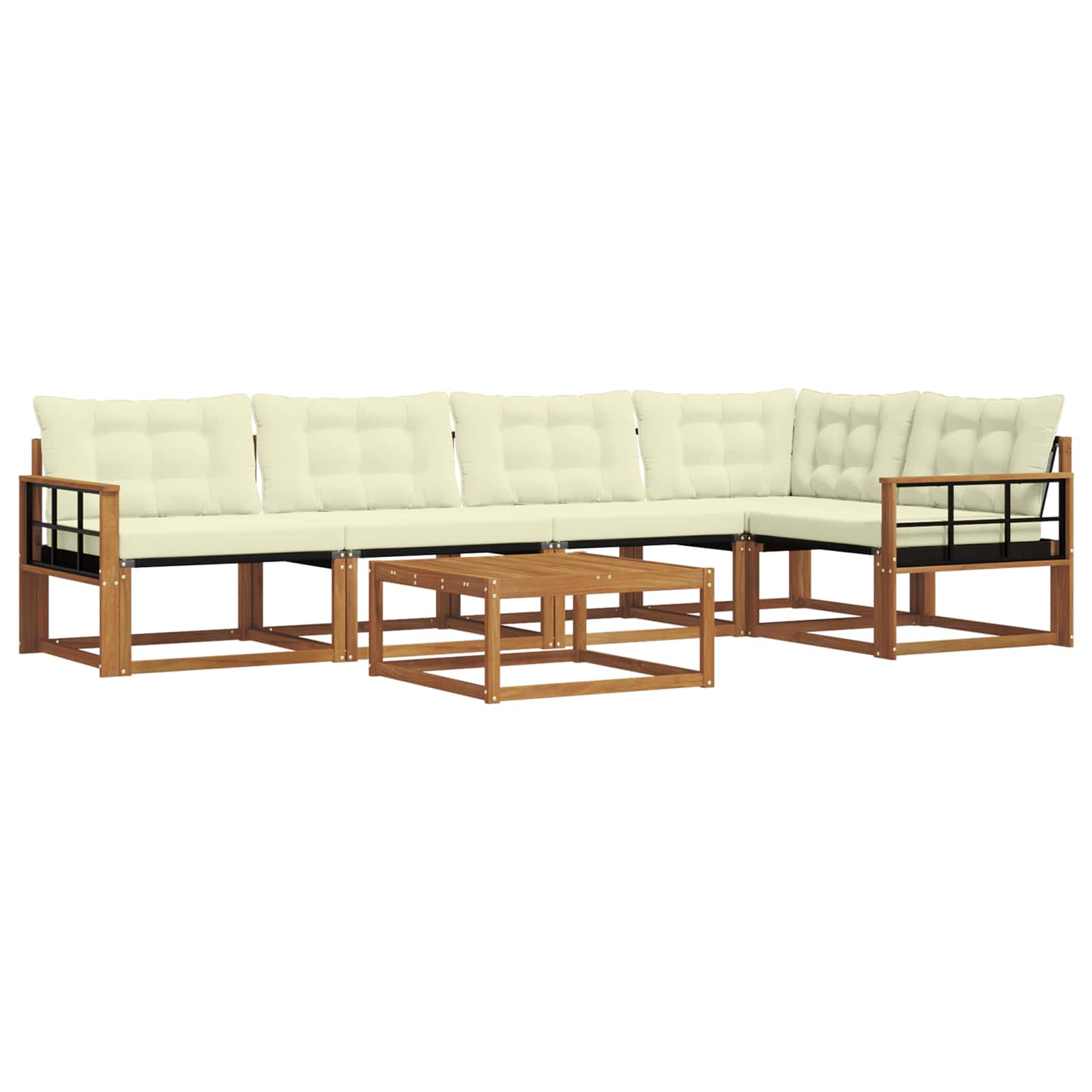 Outdoor-Sofagarnitur mit Kissen 6 pcs Natur und Creme