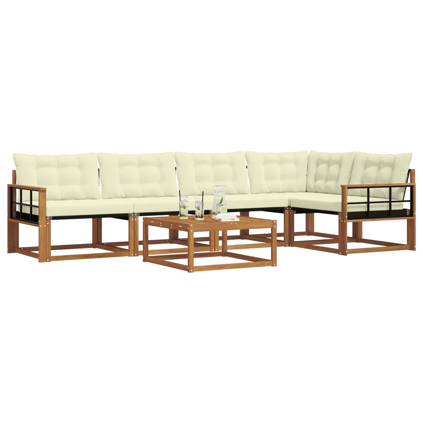Outdoor-Sofagarnitur mit Kissen 6 pcs Natur und Creme
