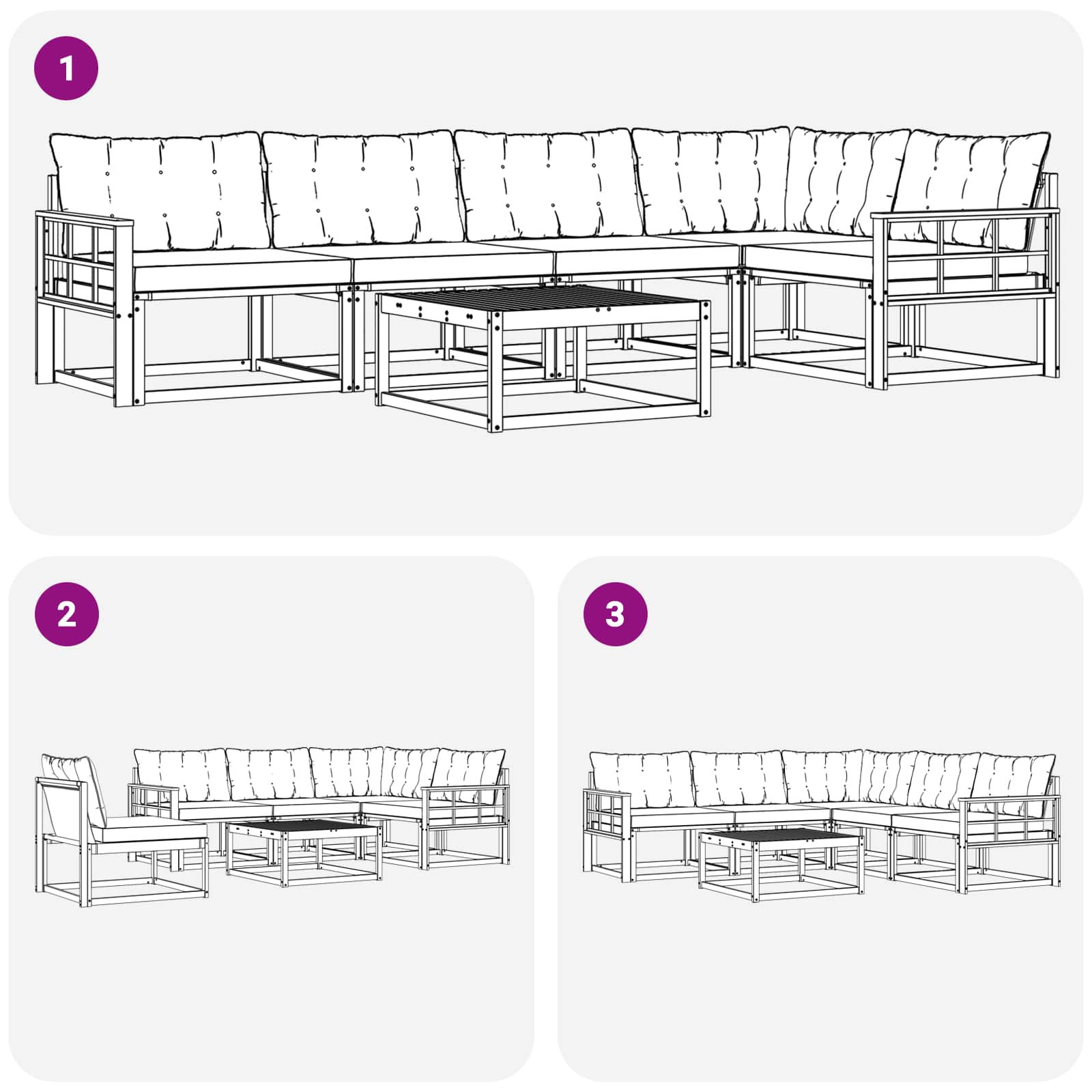 Outdoor-Sofagarnitur mit Kissen 6 pcs Natur und Creme
