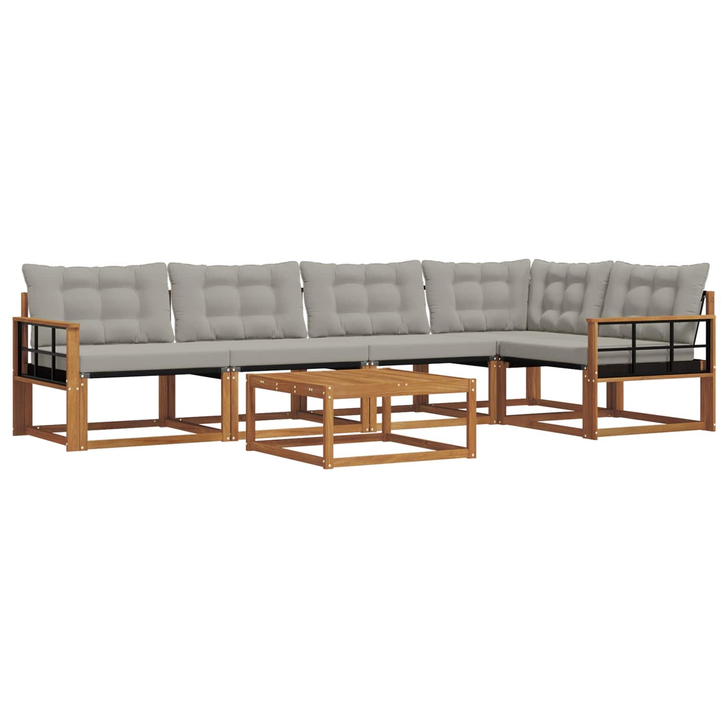 Outdoor-Sofagarnitur mit Kissen 6 pcs Natürlich und Hellgrau