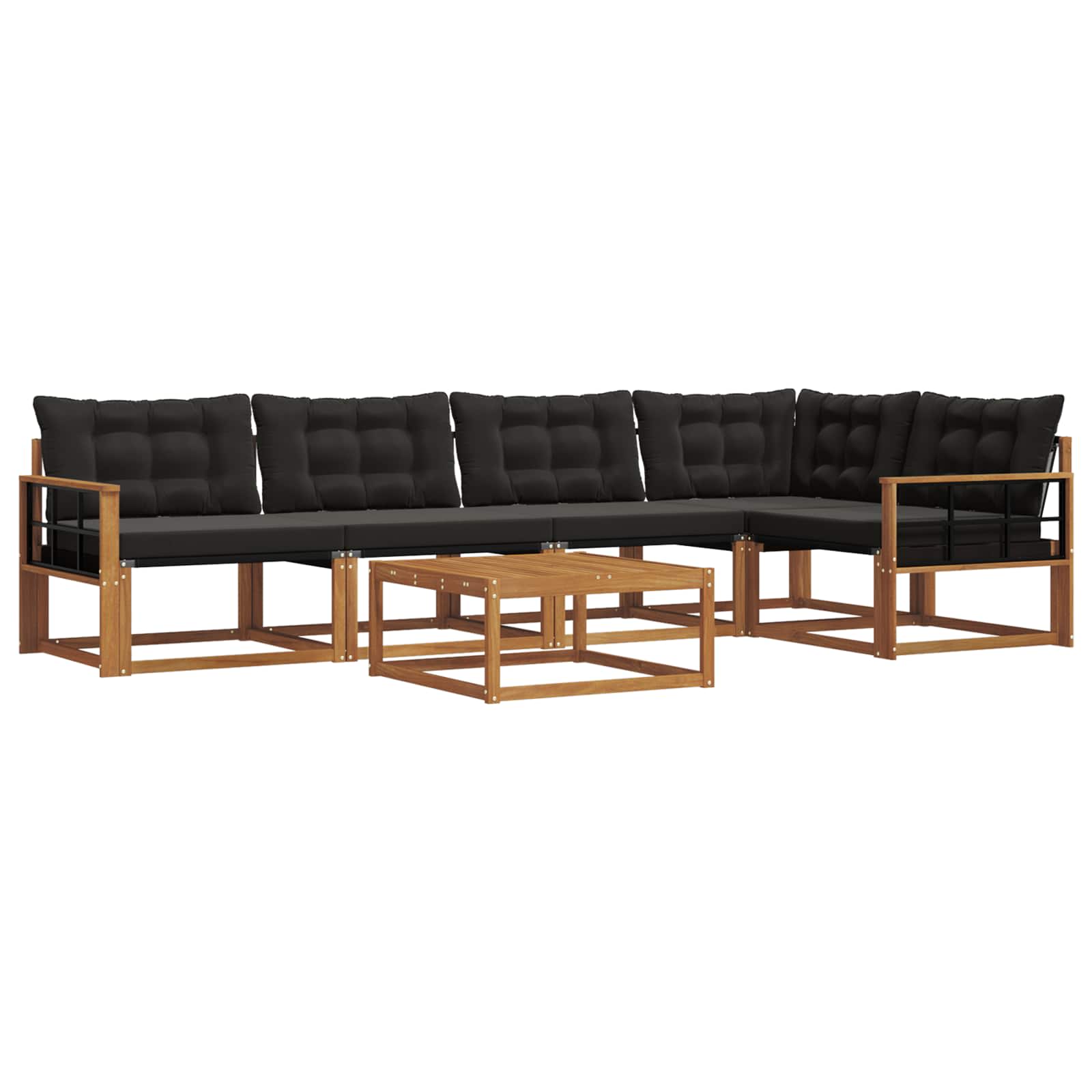 Outdoor-Sofagarnitur mit Kissen 6 pcs Natürlich und Schwarz
