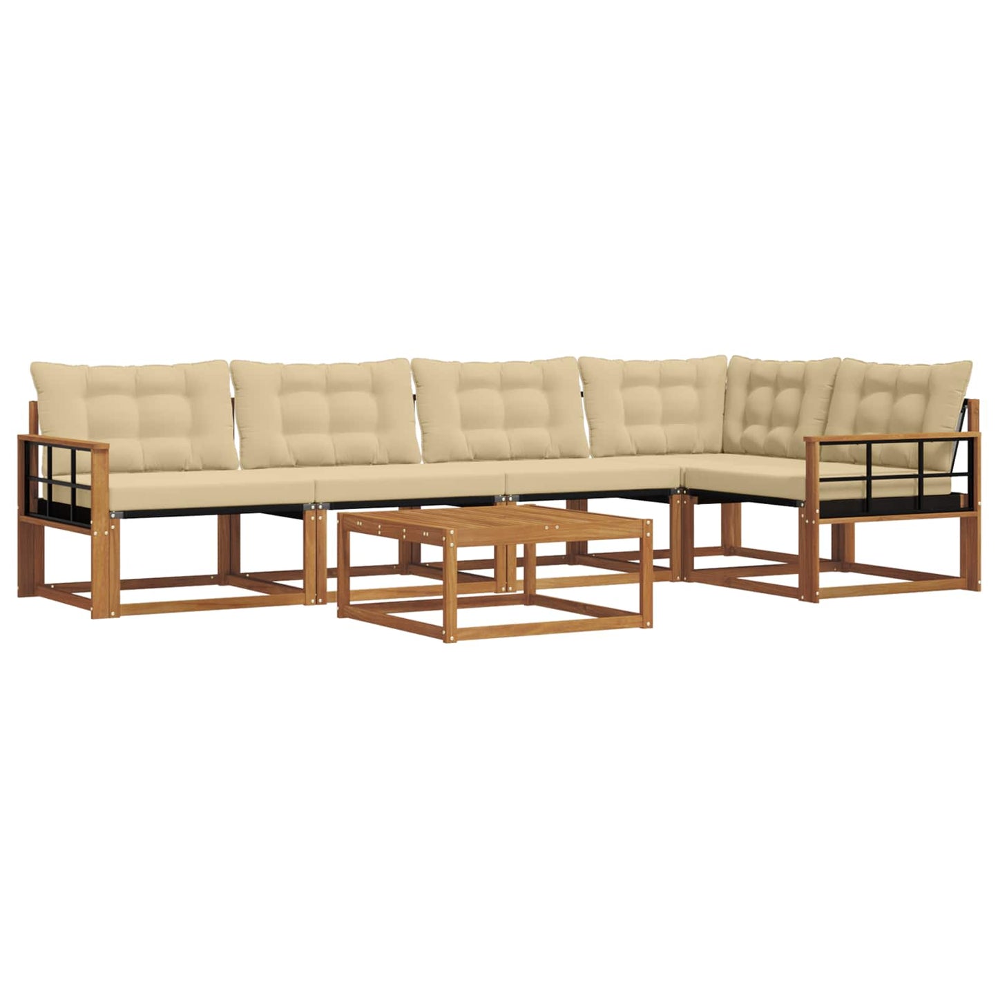 Outdoor-Sofagarnitur mit Kissen 6 pcs Natur und Beige