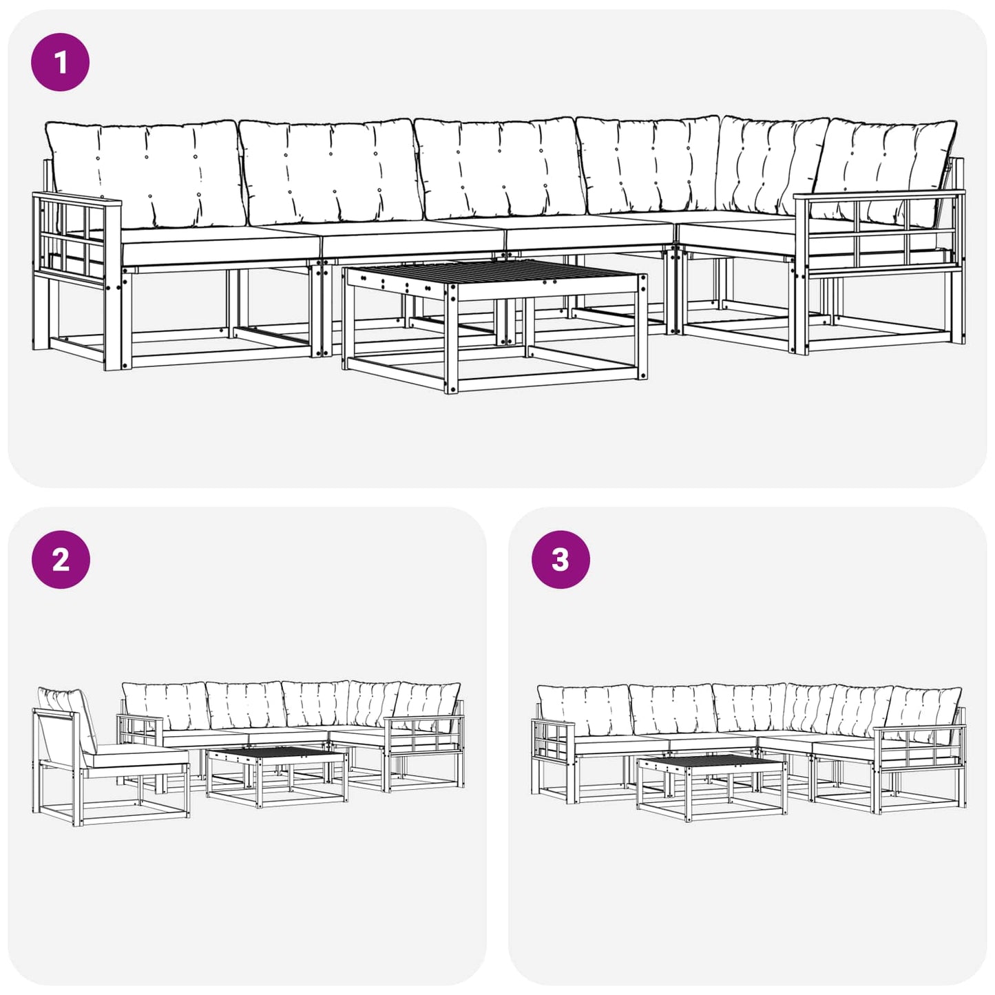Outdoor-Sofagarnitur mit Kissen 6 pcs Natur und Beige