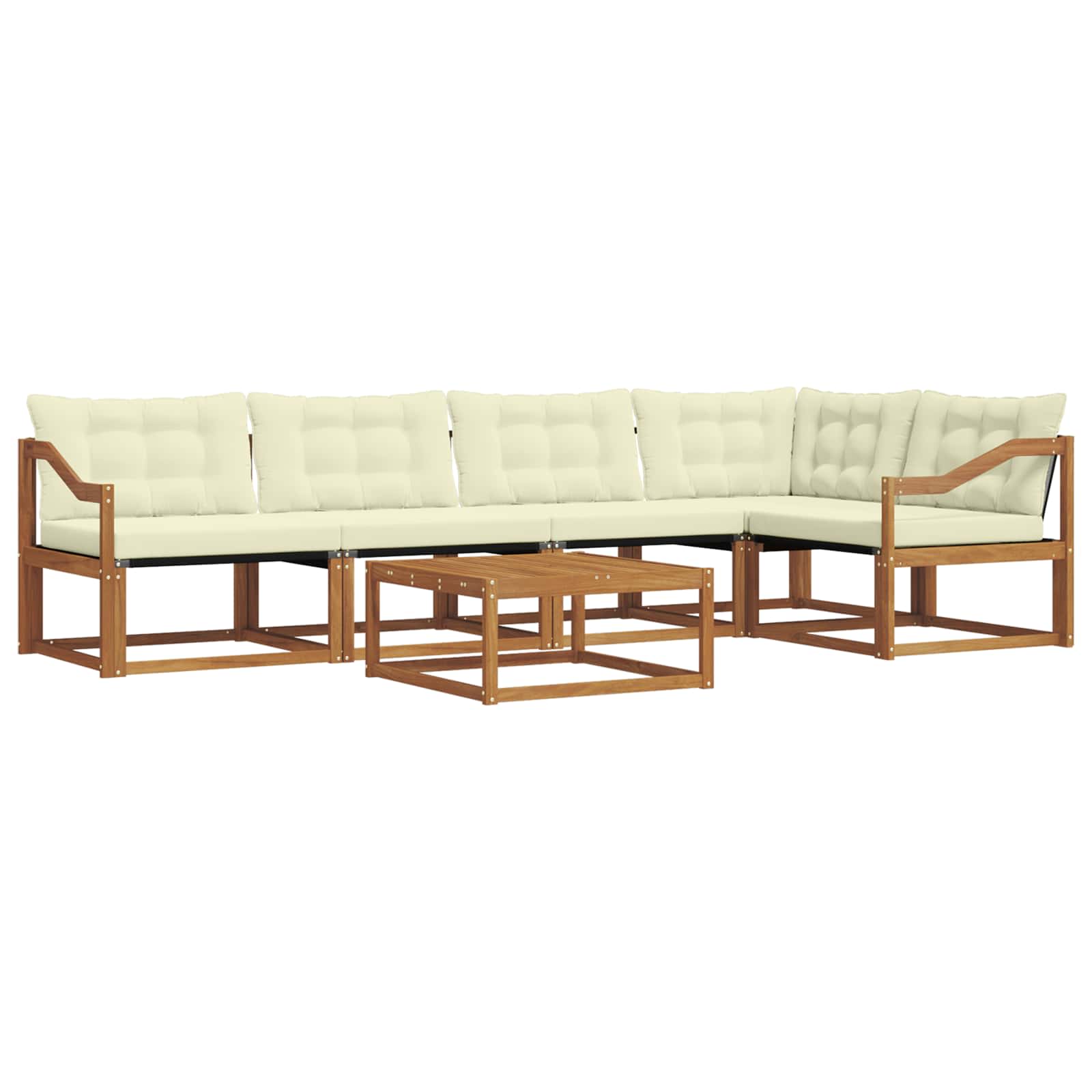 Outdoor-Sofagarnitur mit Kissen 6 pcs Natur und Creme