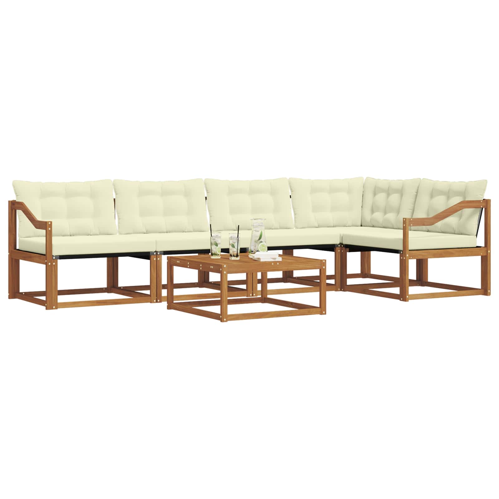 Outdoor-Sofagarnitur mit Kissen 6 pcs Natur und Creme