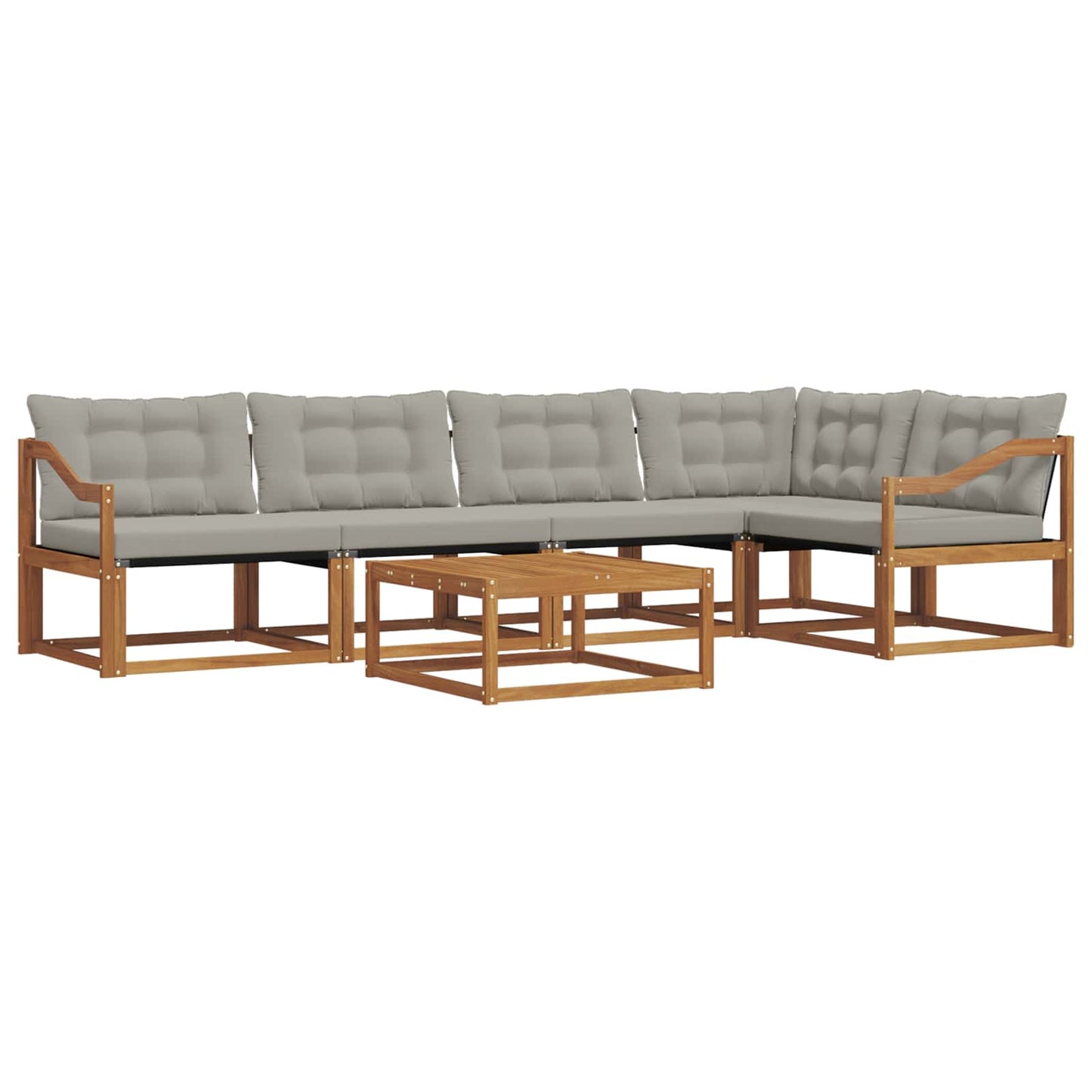 Outdoor-Sofagarnitur mit Kissen 6 pcs Natürlich und Hellgrau