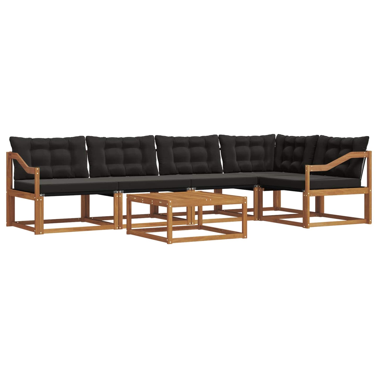Outdoor-Sofagarnitur mit Kissen 6 pcs Natürlich und Schwarz