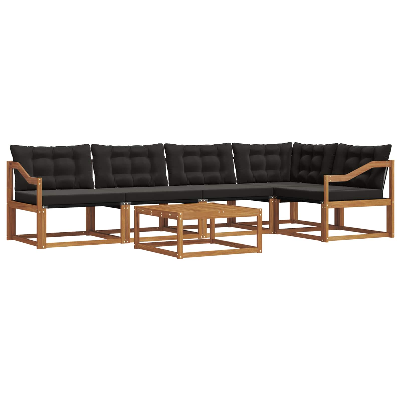 Outdoor-Sofagarnitur mit Kissen 6 pcs Natürlich und Schwarz