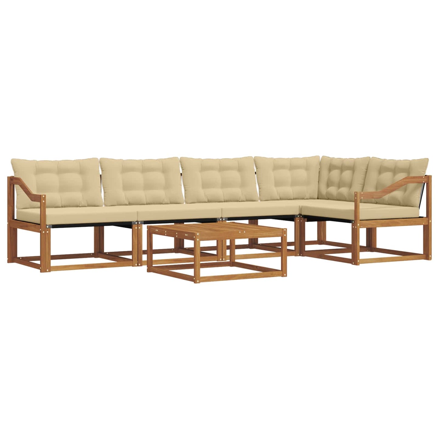 Outdoor-Sofagarnitur mit Kissen 6 pcs Natur und Beige