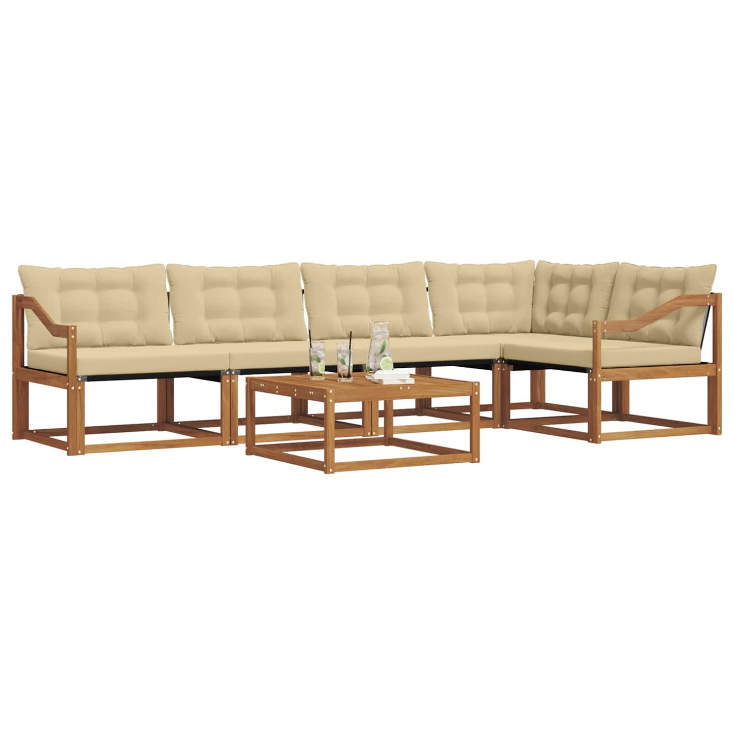 Outdoor-Sofagarnitur mit Kissen 6 pcs Natur und Beige