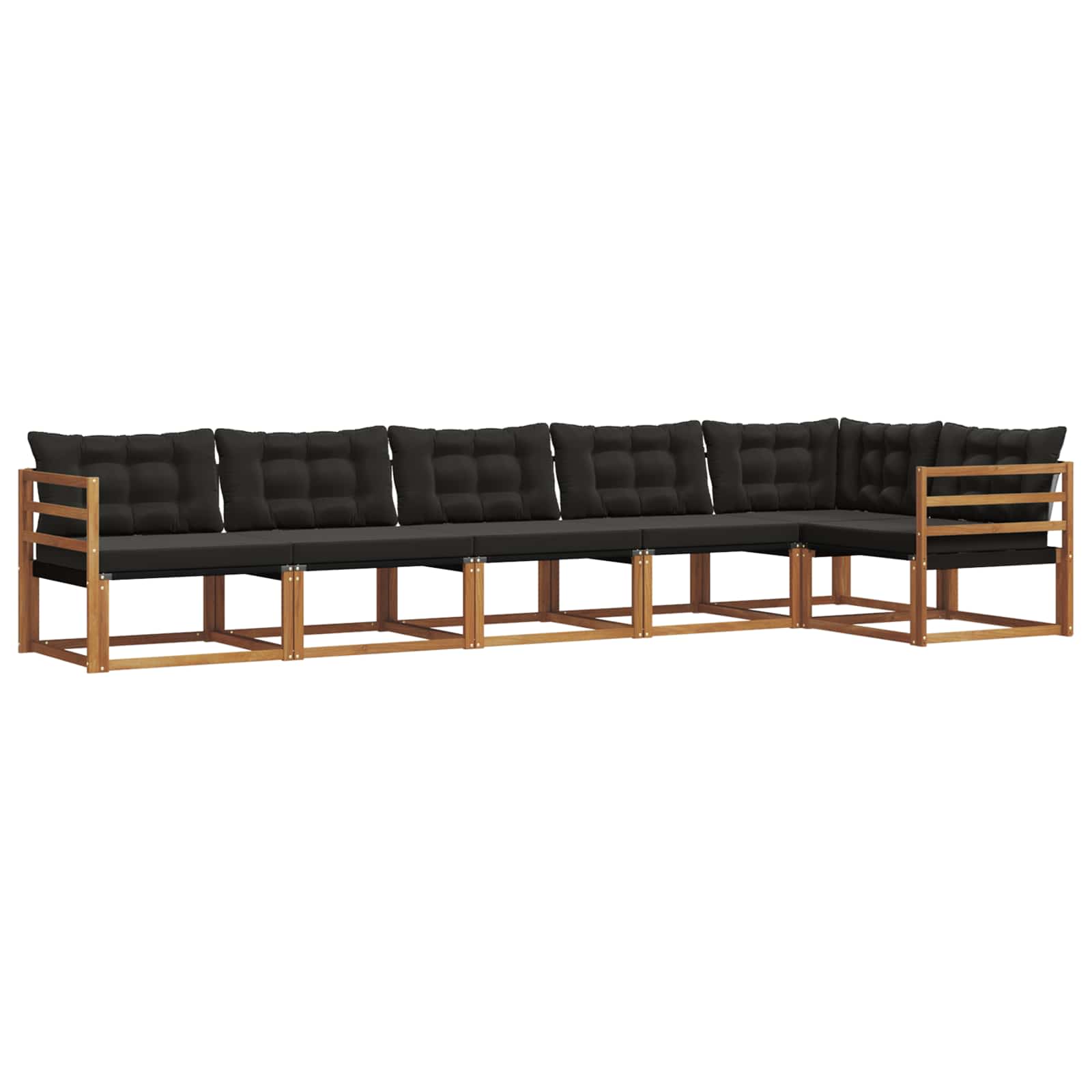 Outdoor-Sofagarnitur mit Kissen 6 pcs Natürlich und Schwarz