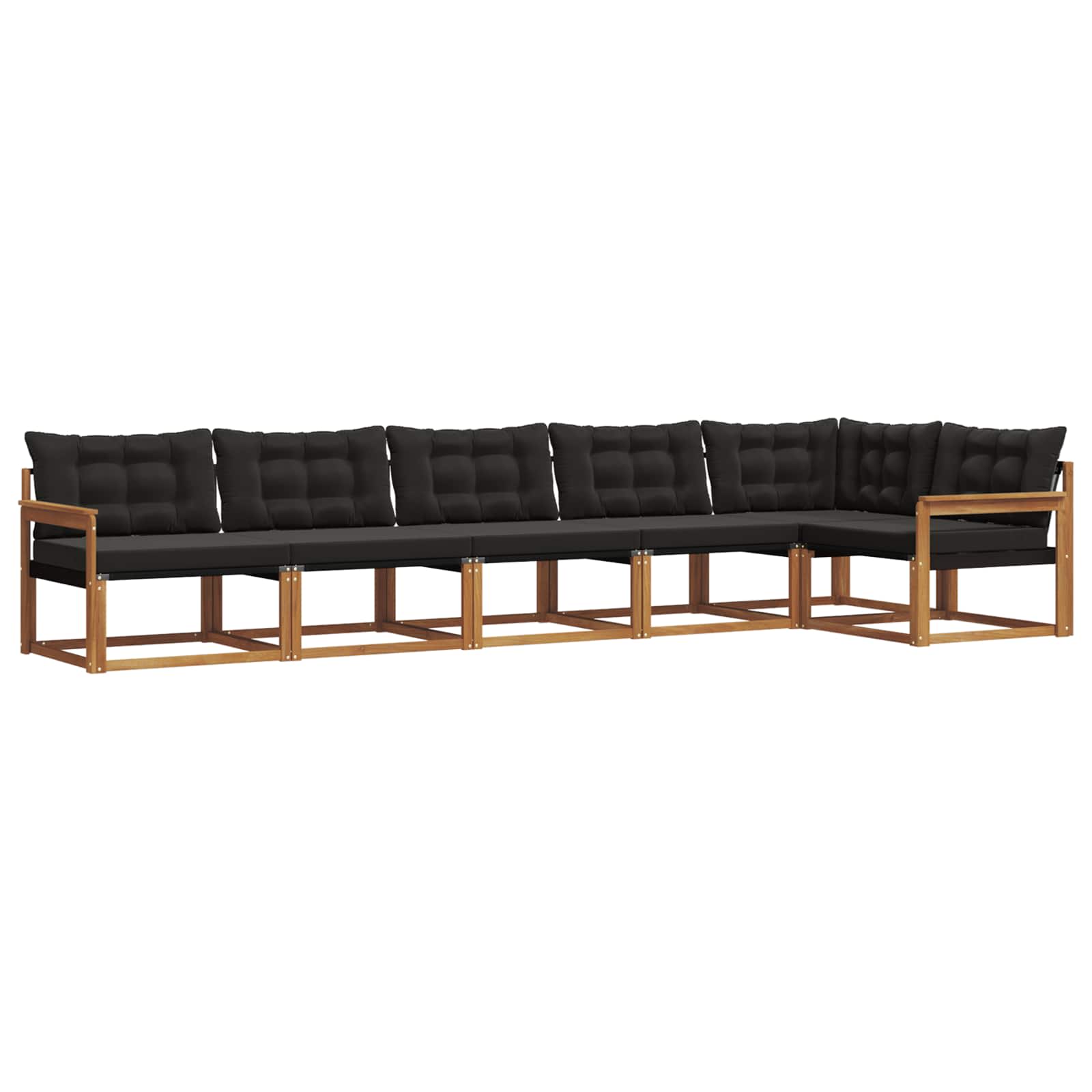 Outdoor-Sofagarnitur mit Kissen 6 pcs Natürlich und Schwarz