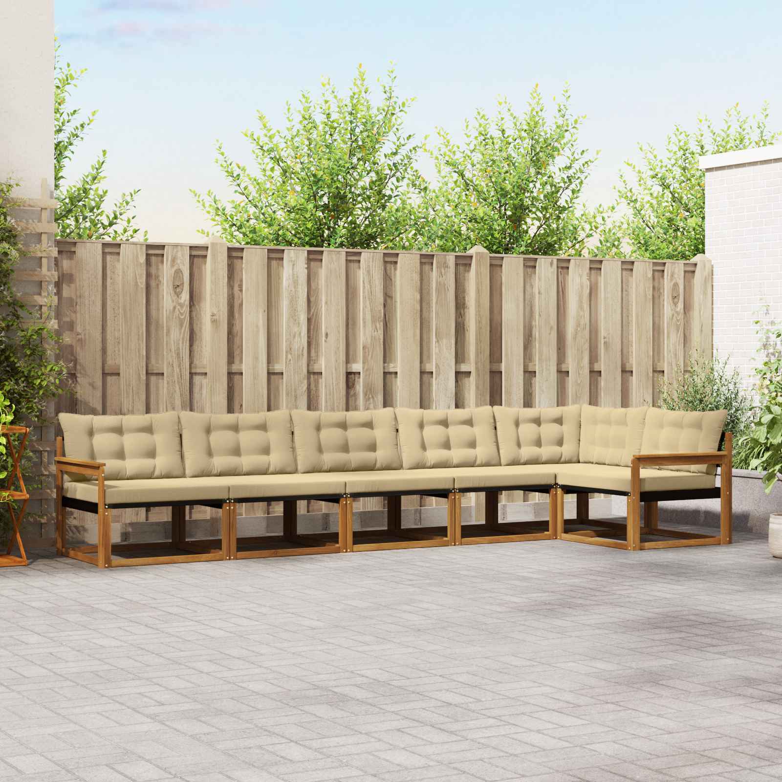 Outdoor-Sofagarnitur 6 stk. Natur und Beige