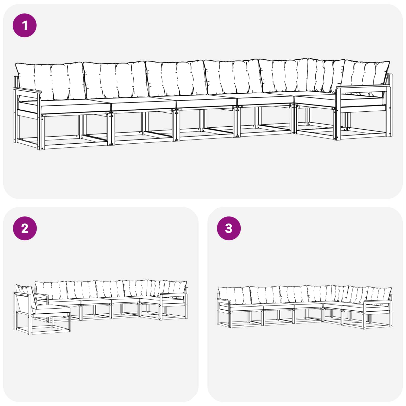 Outdoor-Sofagarnitur 6 stk. Natur und Beige
