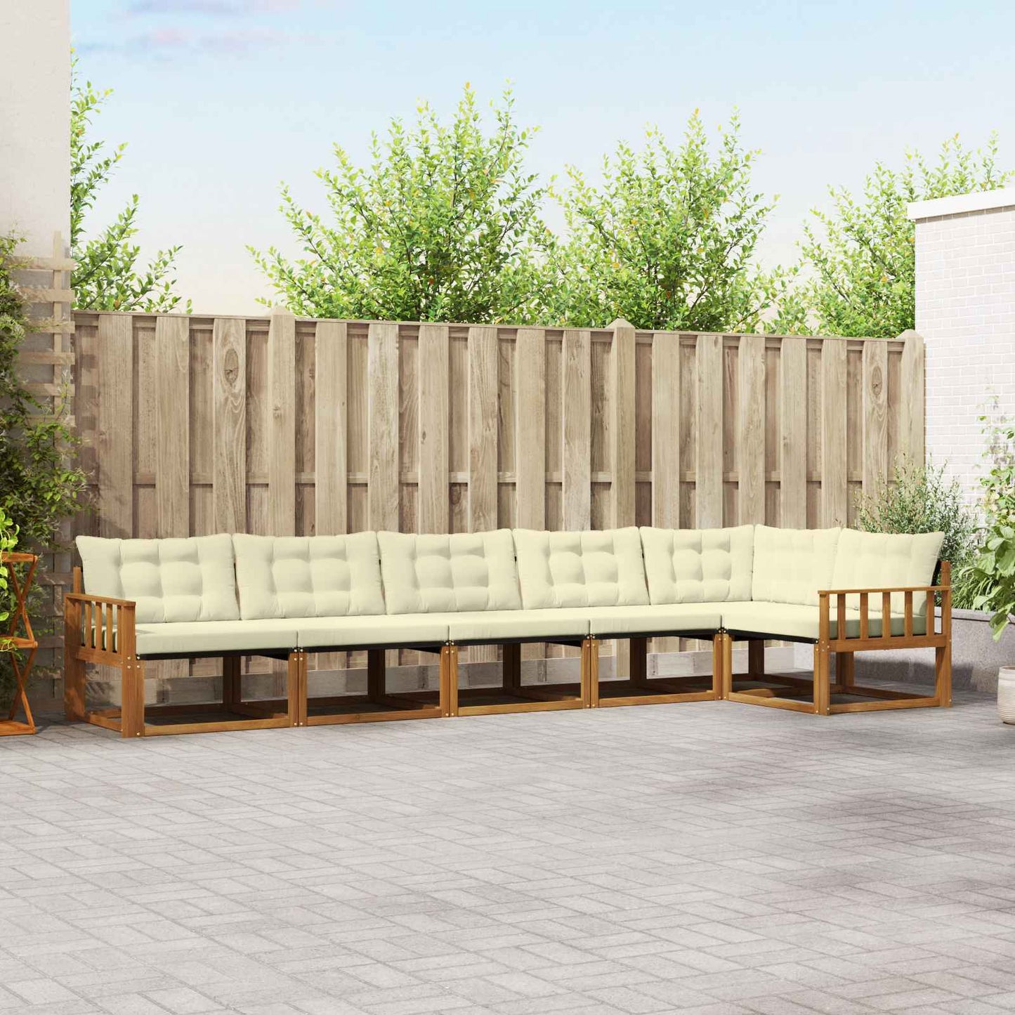 Outdoor-Sofagarnitur 6 stk. Natur und Creme