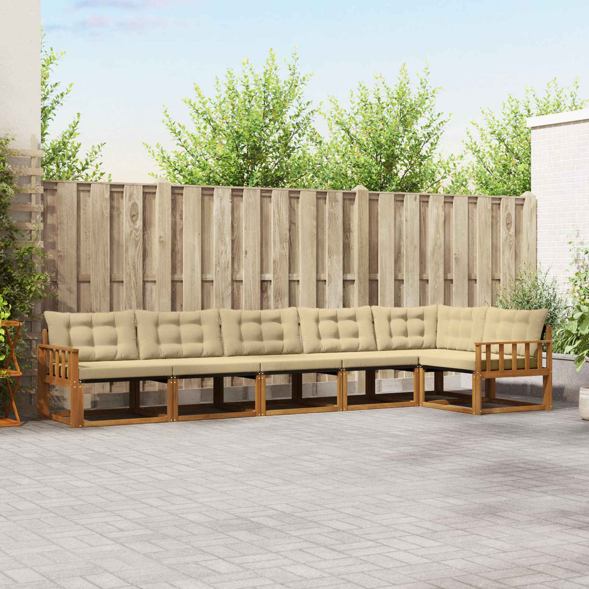 Outdoor-Sofagarnitur 6 stk. Natur und Beige