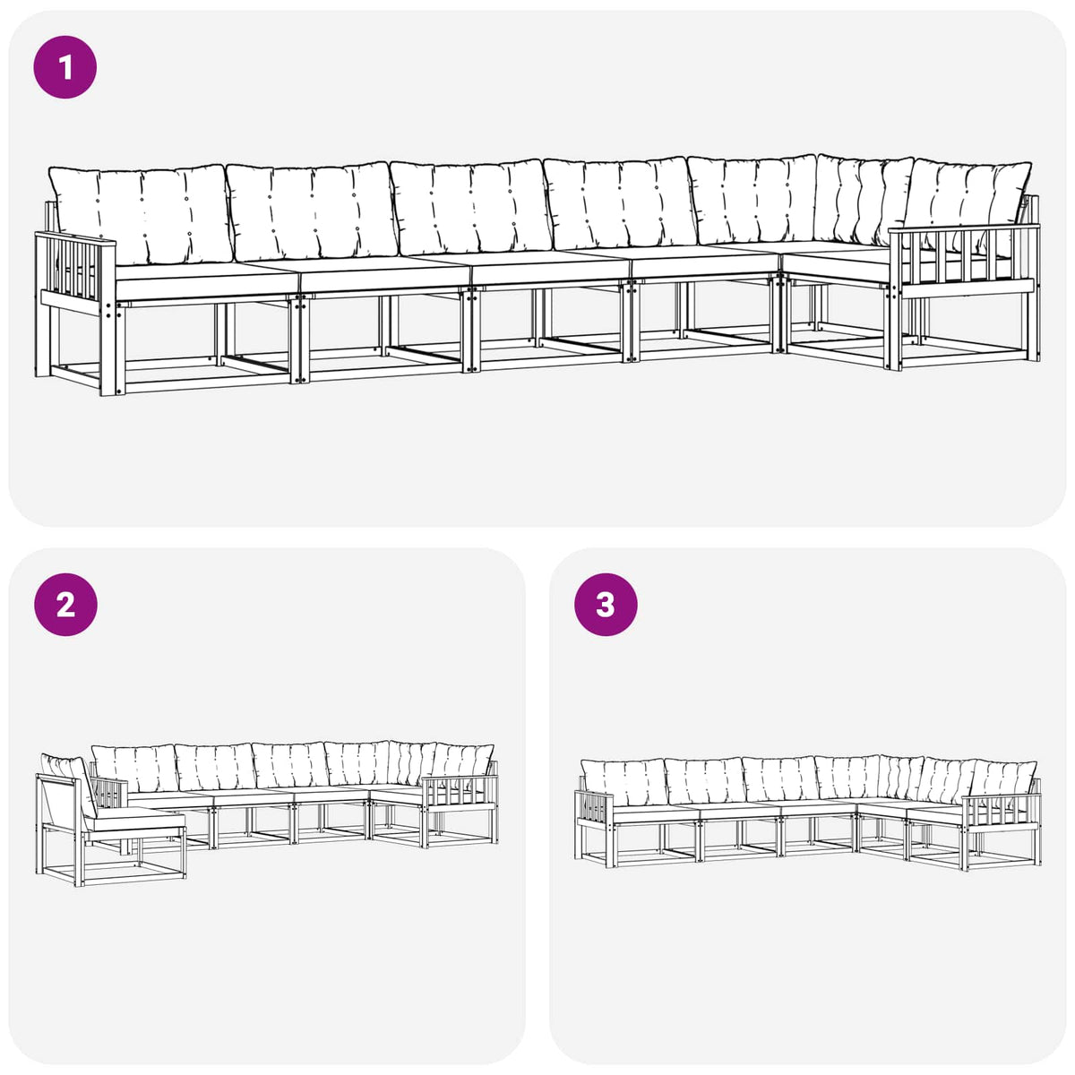 Outdoor-Sofagarnitur 6 stk. Natur und Beige