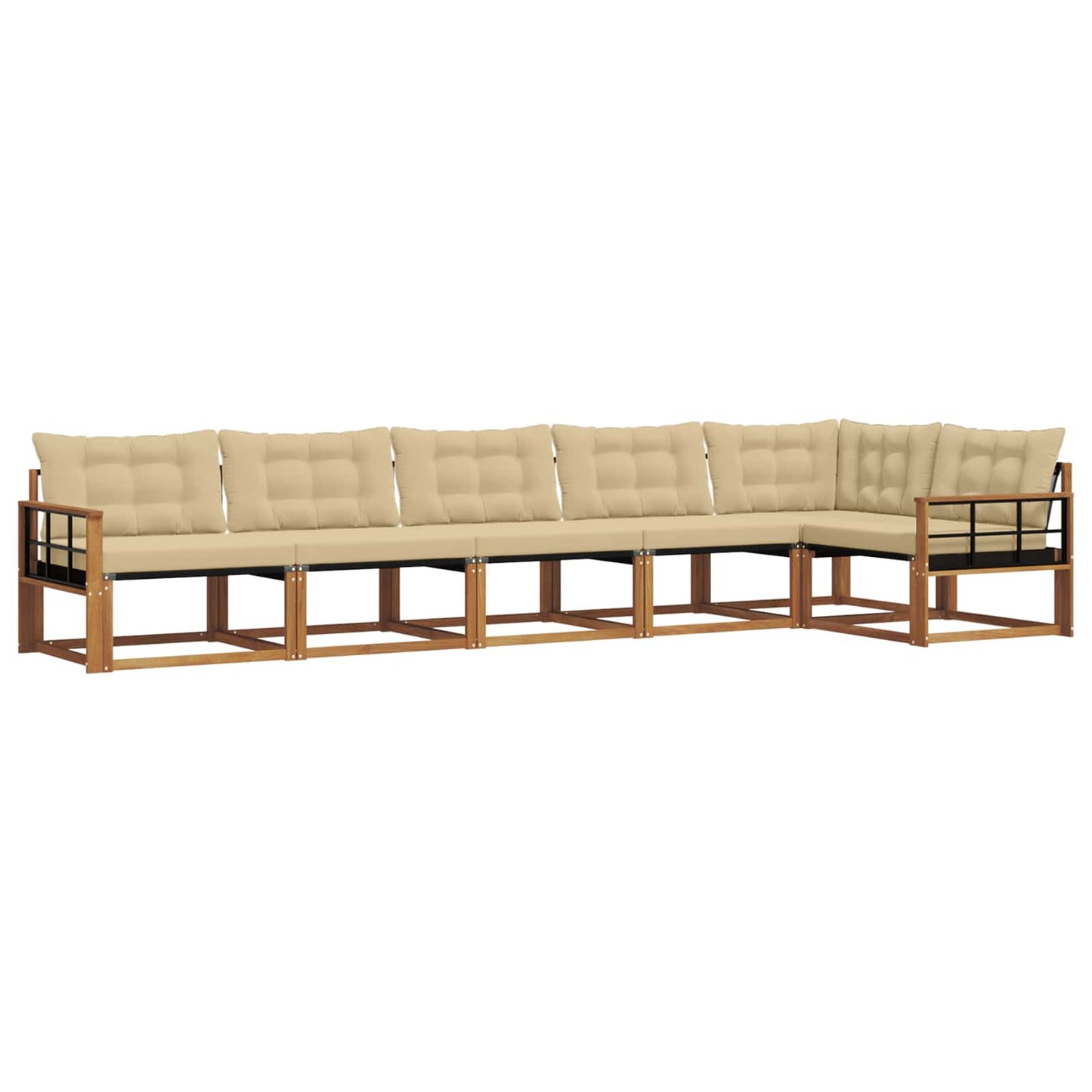 Outdoor-Sofagarnitur mit Kissen 6 pcs Natur und Beige