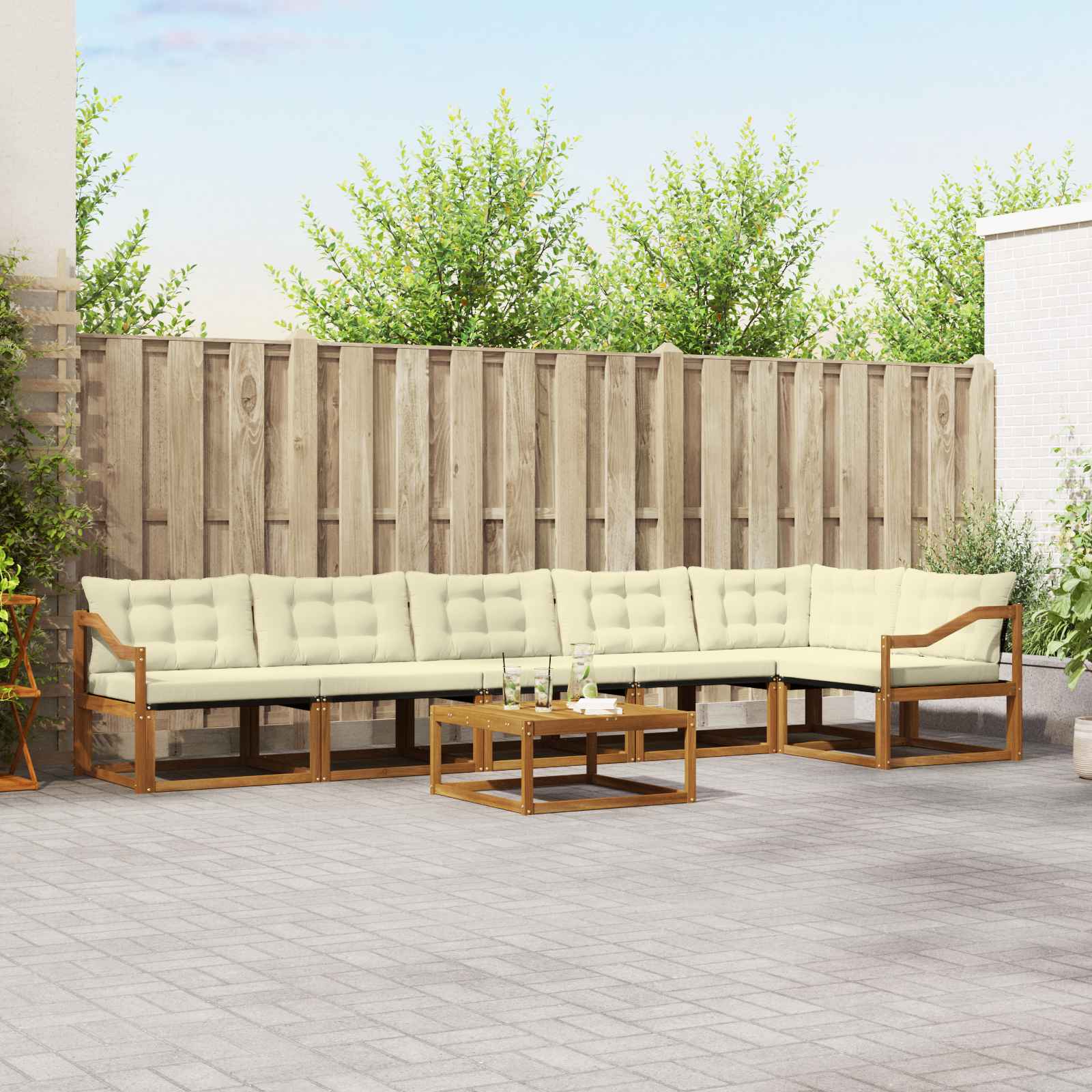 Outdoor-Sofagarnitur 6 stk. Natur und Creme