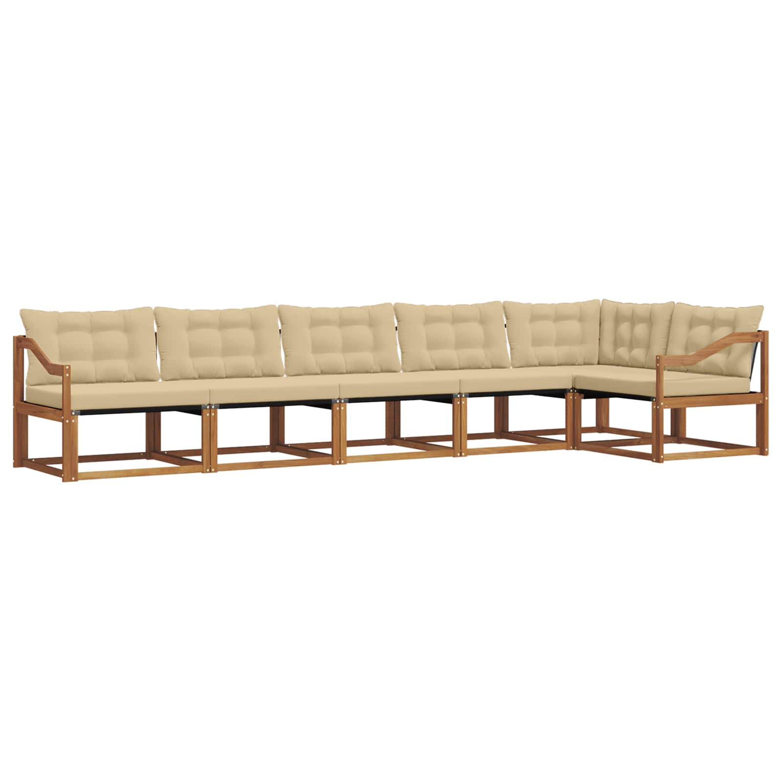 Outdoor-Sofagarnitur 6 stk. Natur und Beige