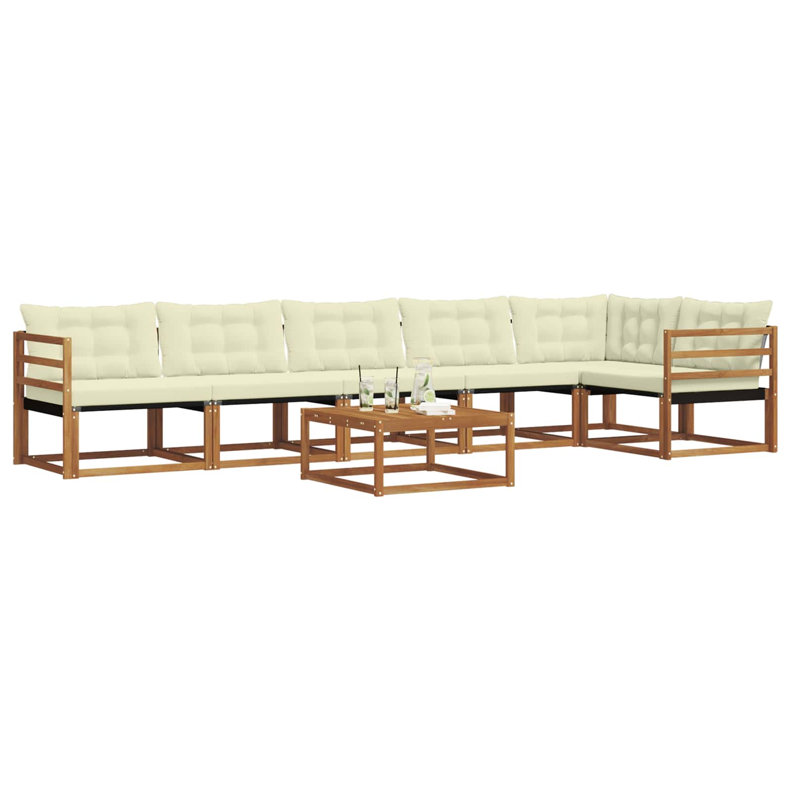 Outdoor-Sofagarnitur mit Kissen 7 pcs Natur und Creme