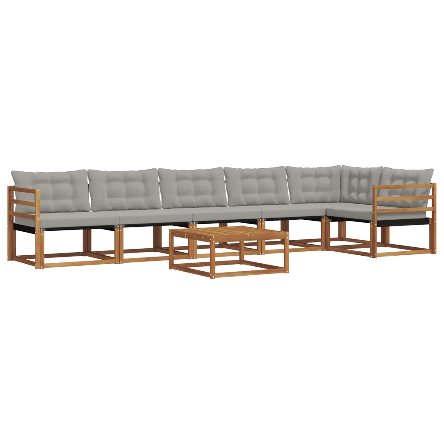 Outdoor-Sofagarnitur mit Kissen 7 pcs Natürlich und Hellgrau