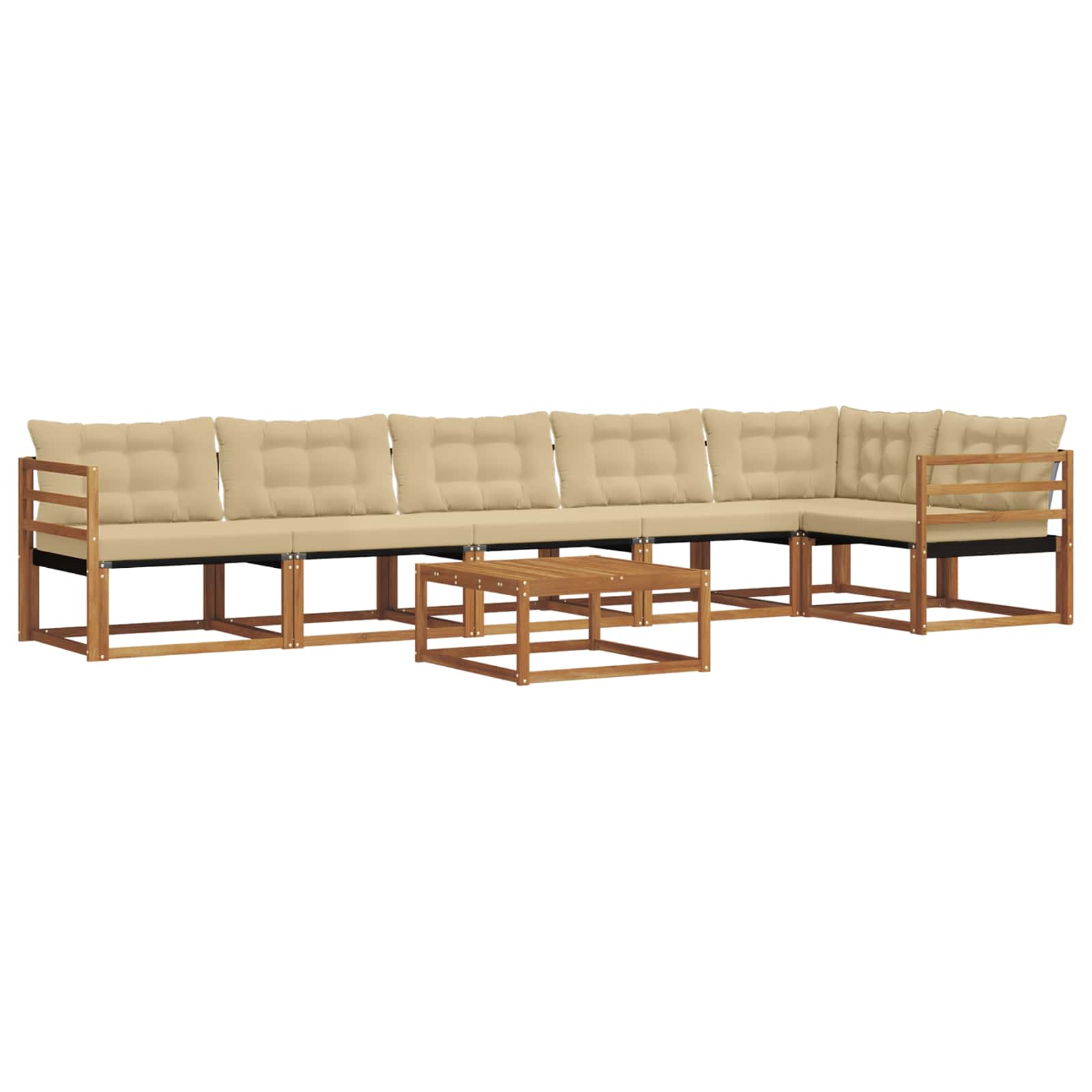 Outdoor-Sofagarnitur mit Kissen 7 pcs Natur und Beige