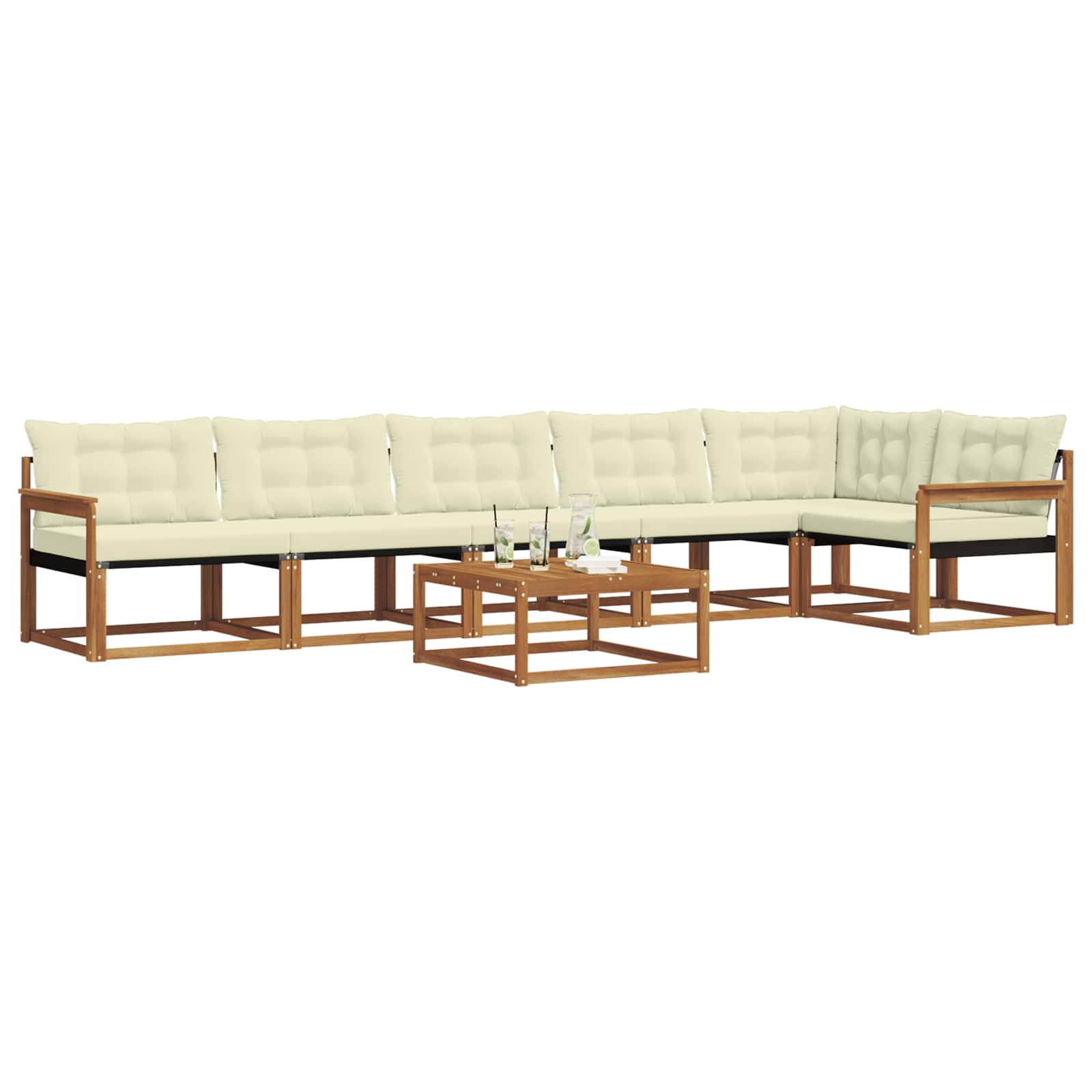 Outdoor-Sofagarnitur mit Kissen 7 pcs Natur und Creme