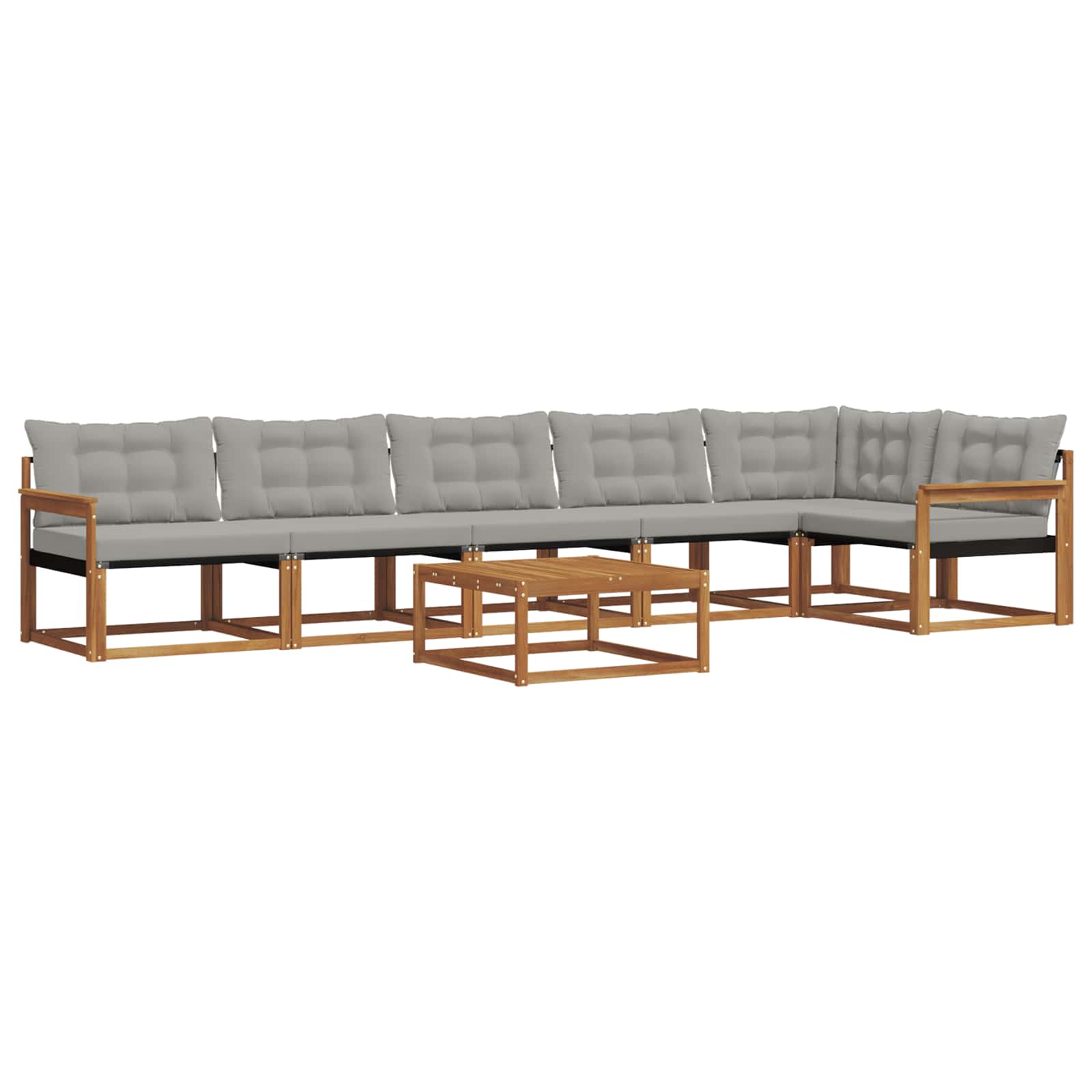 Outdoor-Sofagarnitur mit Kissen 7 pcs Natürlich und Hellgrau