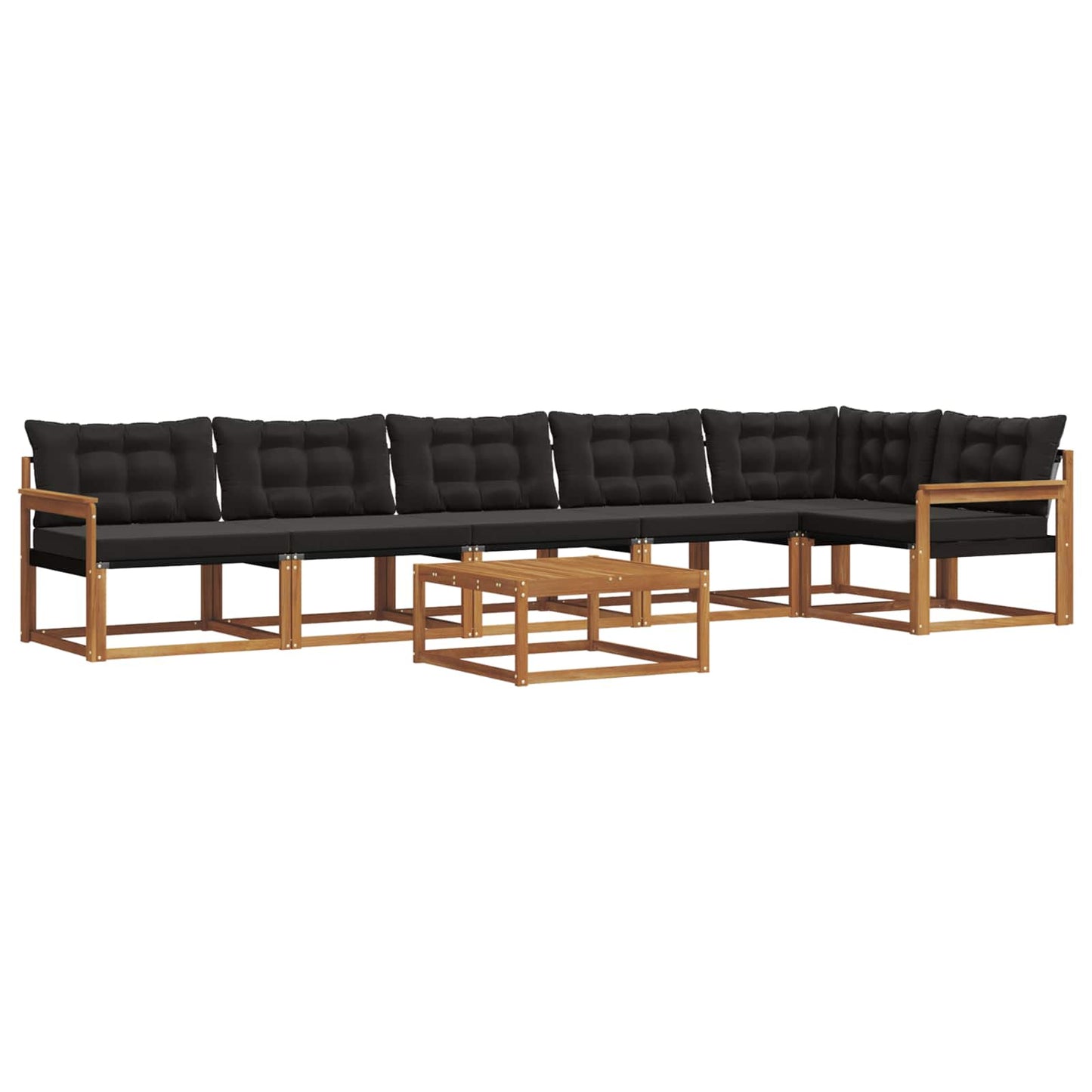 Outdoor-Sofagarnitur mit Kissen 7 pcs Natürlich und Schwarz