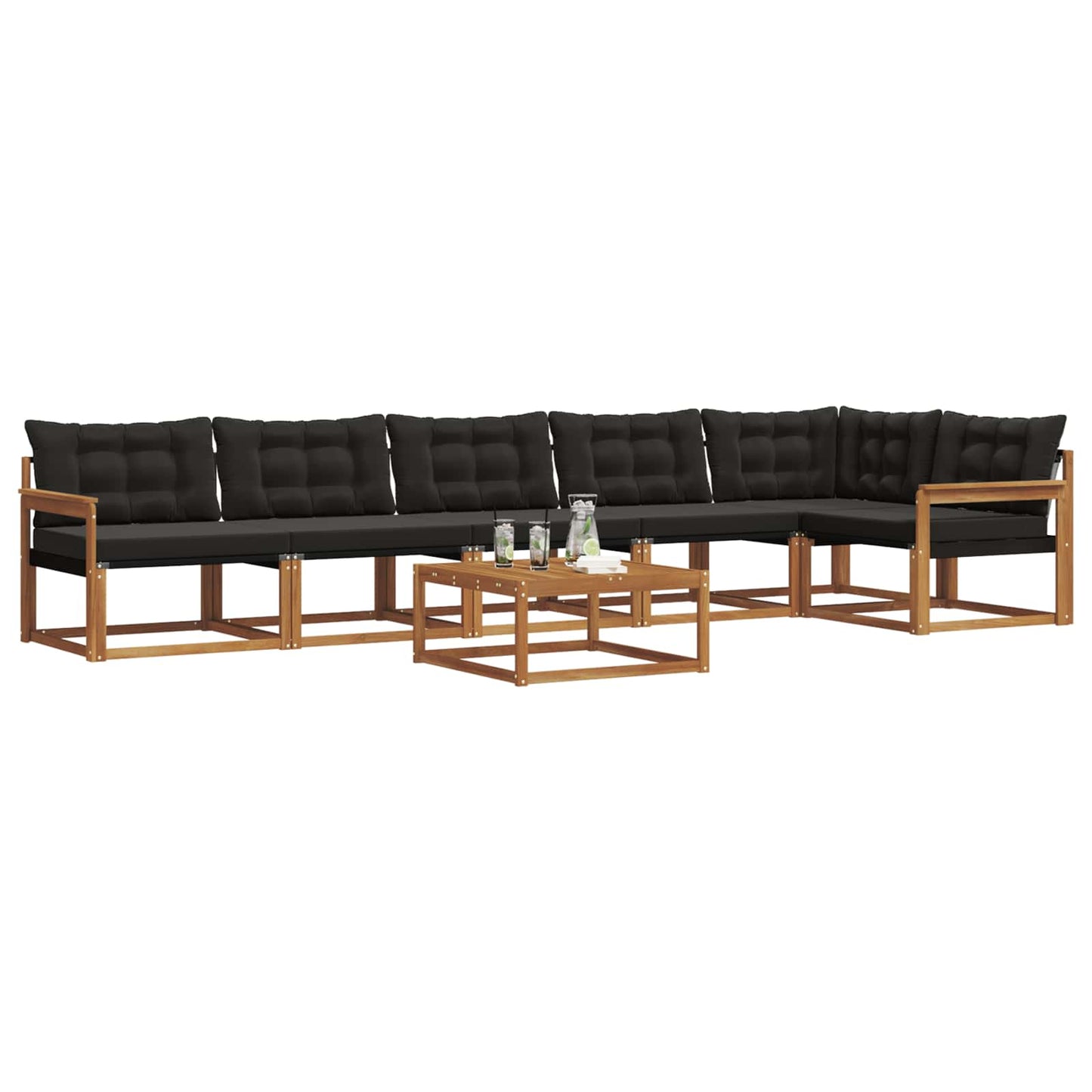 Outdoor-Sofagarnitur mit Kissen 7 pcs Natürlich und Schwarz