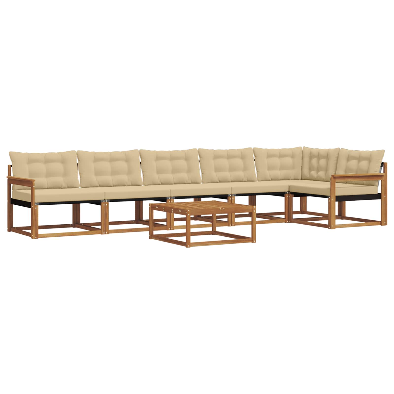 Outdoor-Sofagarnitur mit Kissen 7 pcs Natur und Beige