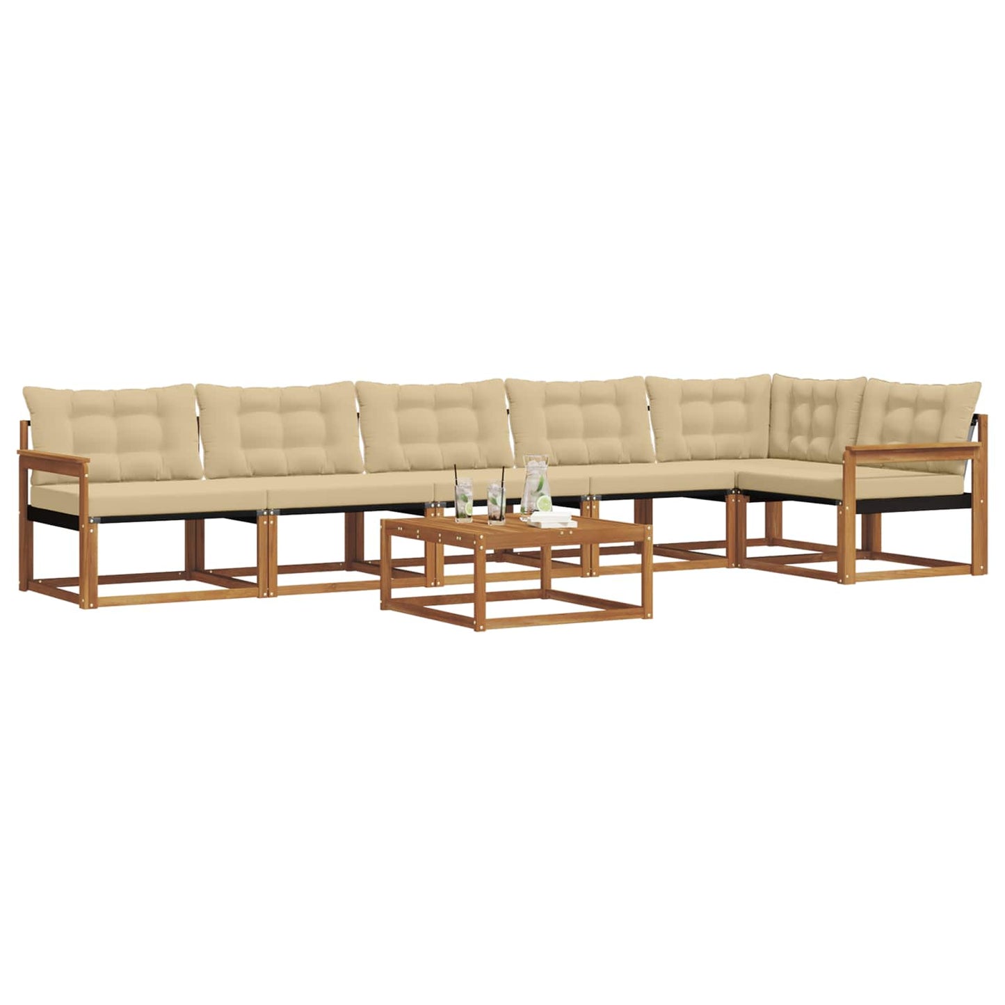 Outdoor-Sofagarnitur mit Kissen 7 pcs Natur und Beige