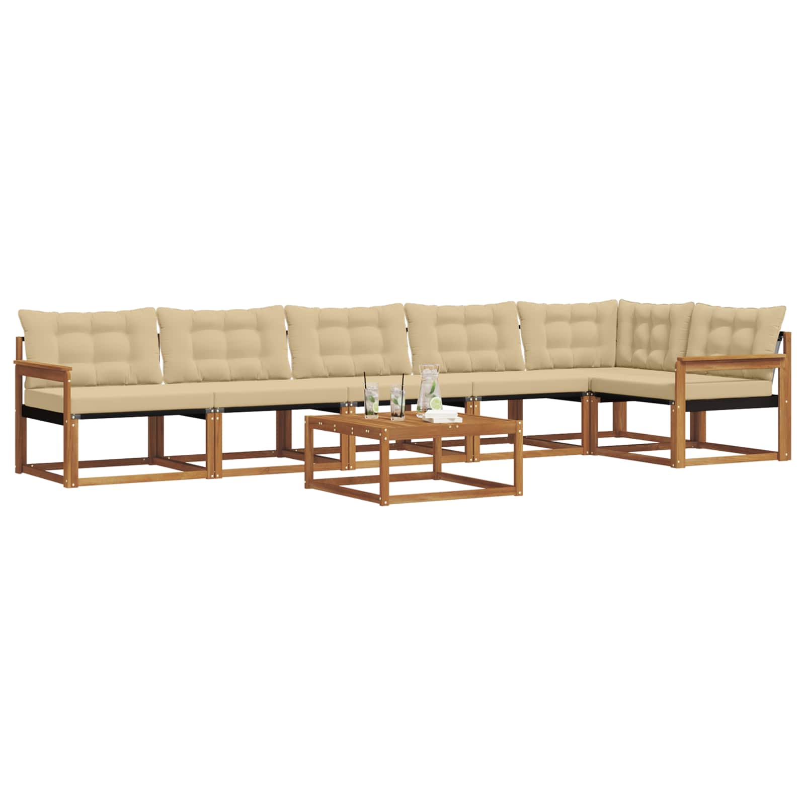 Outdoor-Sofagarnitur mit Kissen 7 pcs Natur und Beige