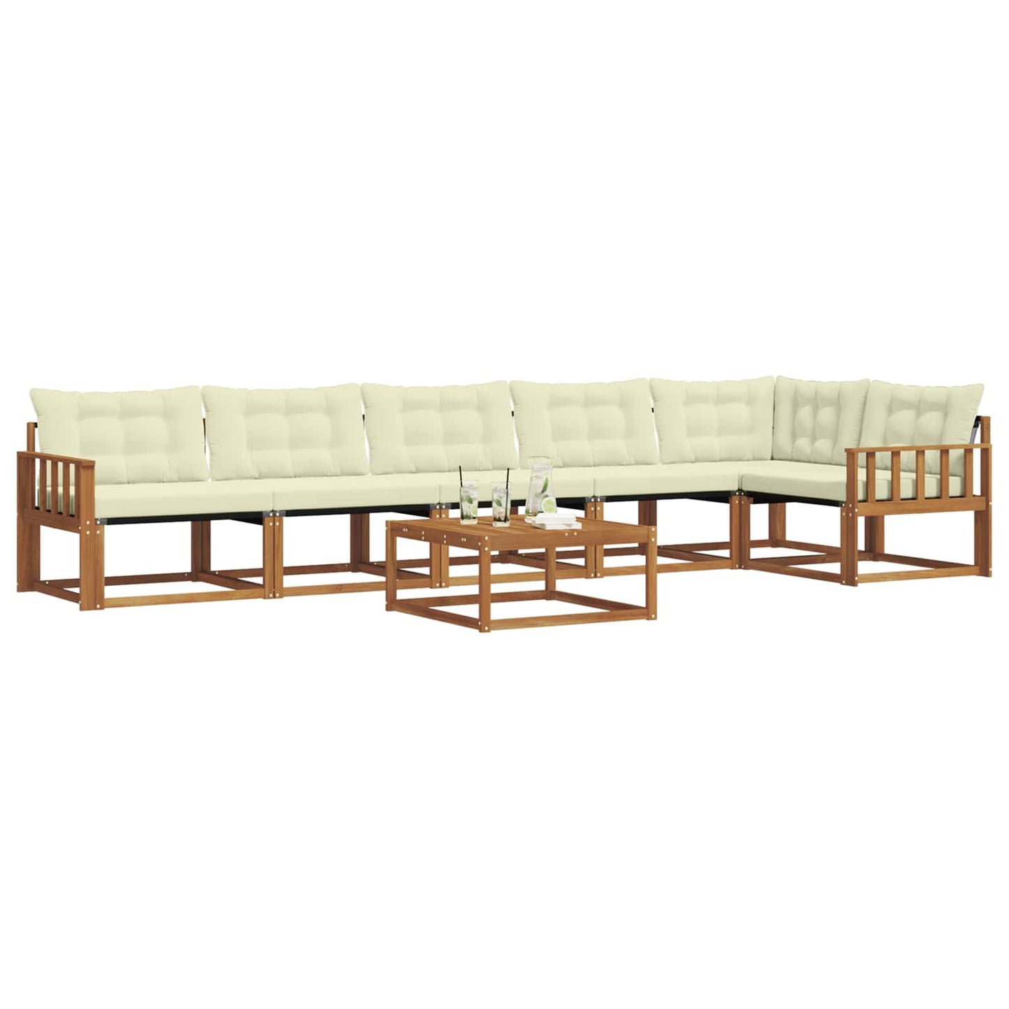 Outdoor-Sofagarnitur mit Kissen 7 pcs Natur und Creme