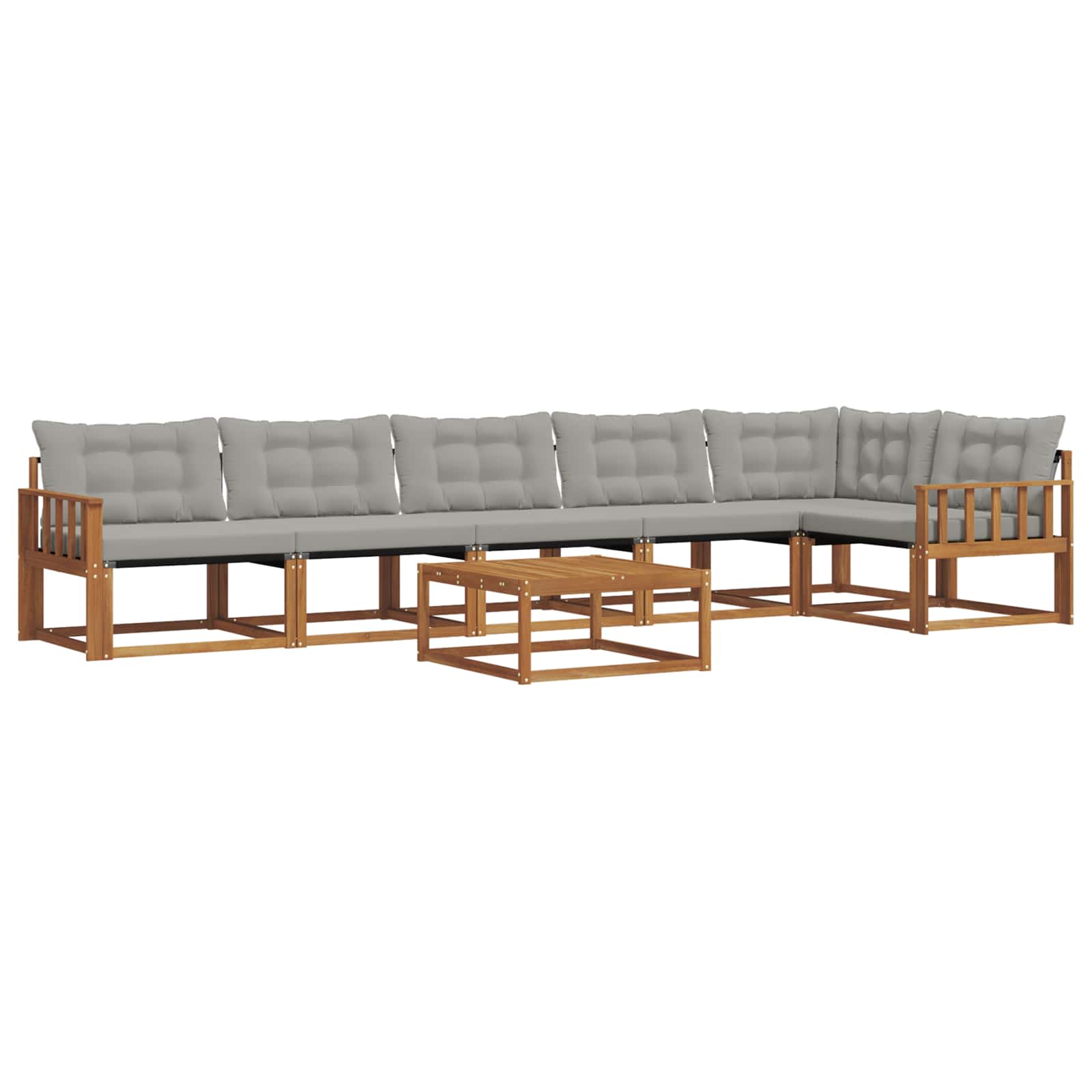 Outdoor-Sofagarnitur mit Kissen 7 pcs Natürlich und Hellgrau