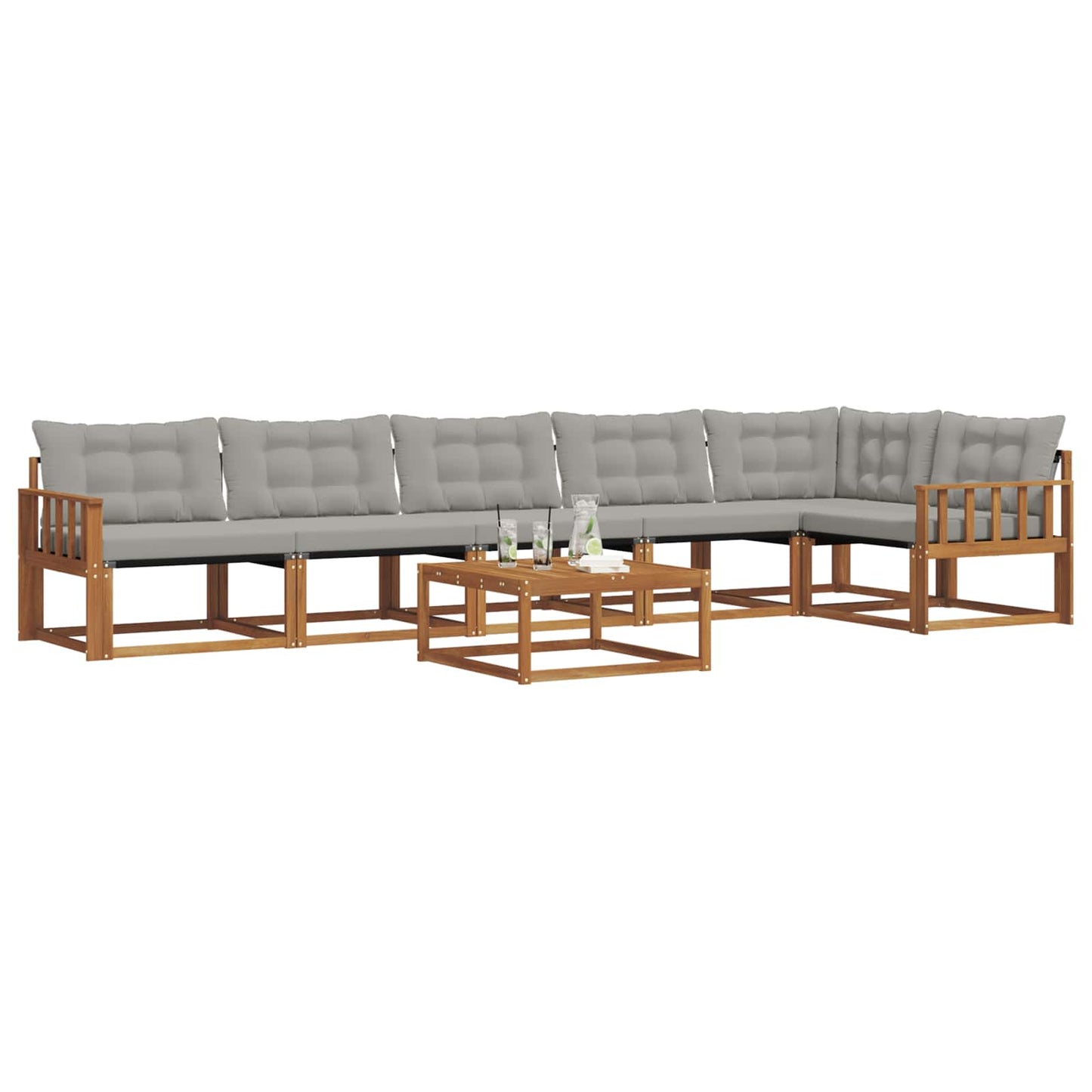 Outdoor-Sofagarnitur mit Kissen 7 pcs Natürlich und Hellgrau